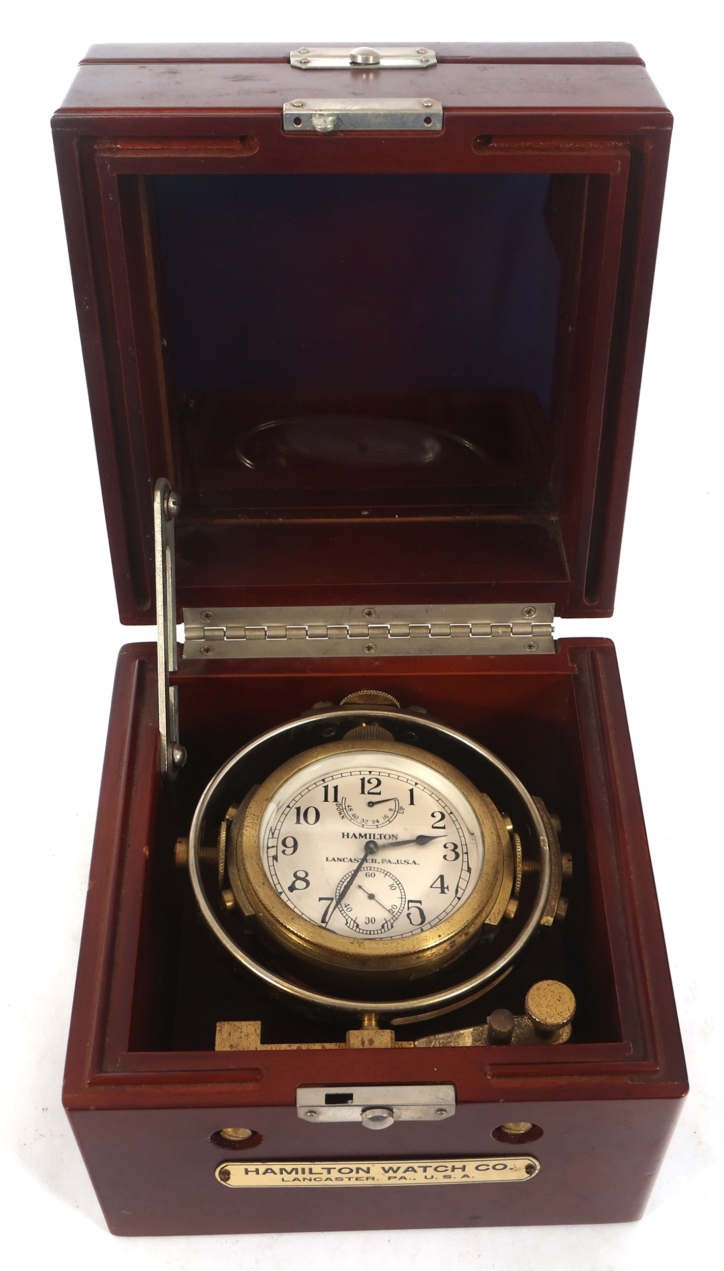HAMILTON US NAVY MOUNTED BUREAU OF SHIPS CLOCK IN BOX (1 of 6)