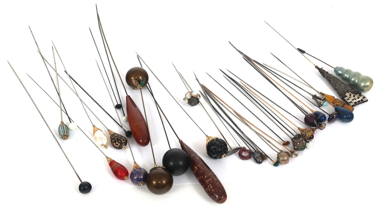 EARLY TO MID 20TH C. HATPINS - 6" TO 12" LENGTH (1 of 5)