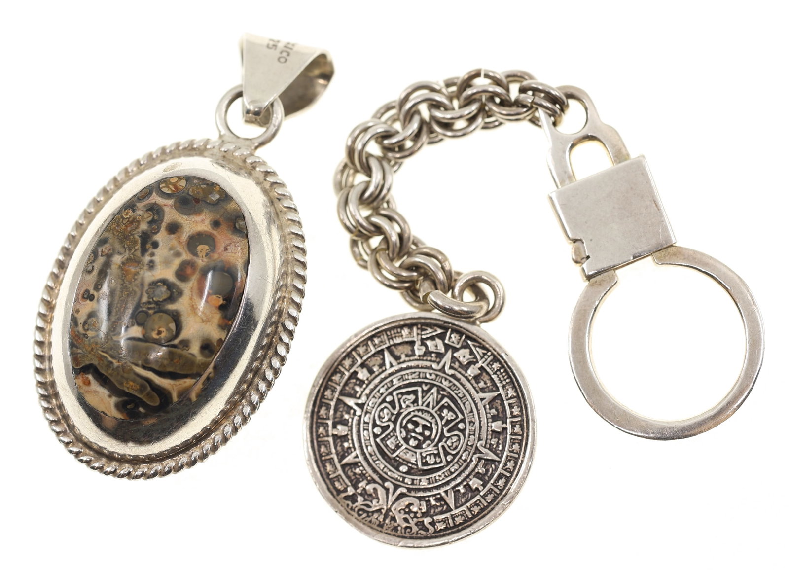 STERLING SILVER TAXCO TWO-SIDED PENDANT & KEYCHAIN (1 of 11)