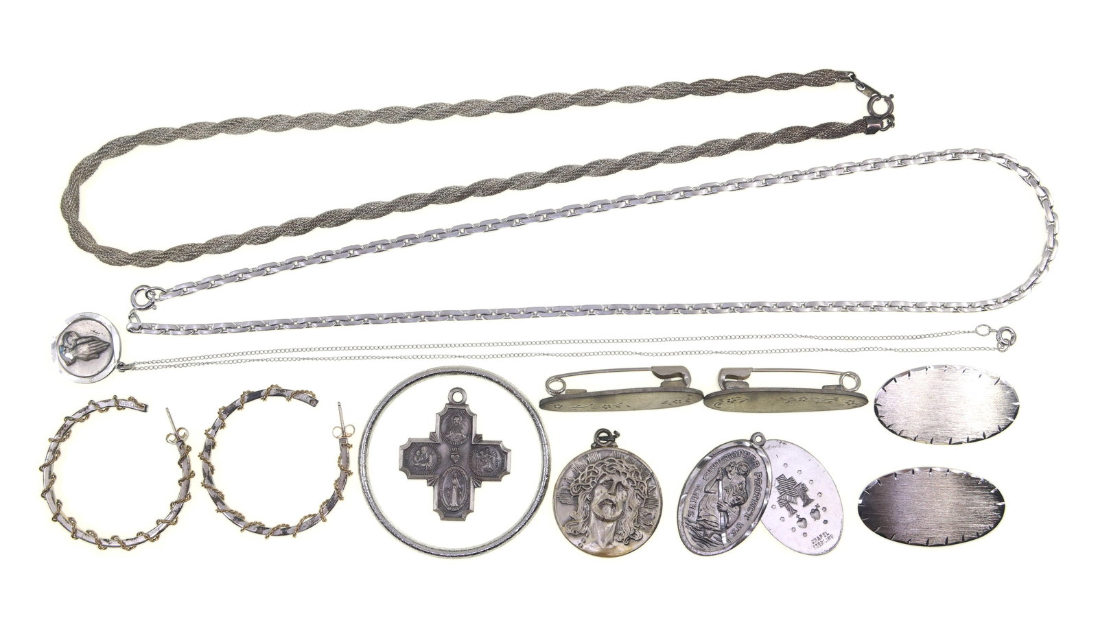 STERLING SILVER CHAINS, CHARMS, BROOCHES, & EARRINGS (1 of 10)