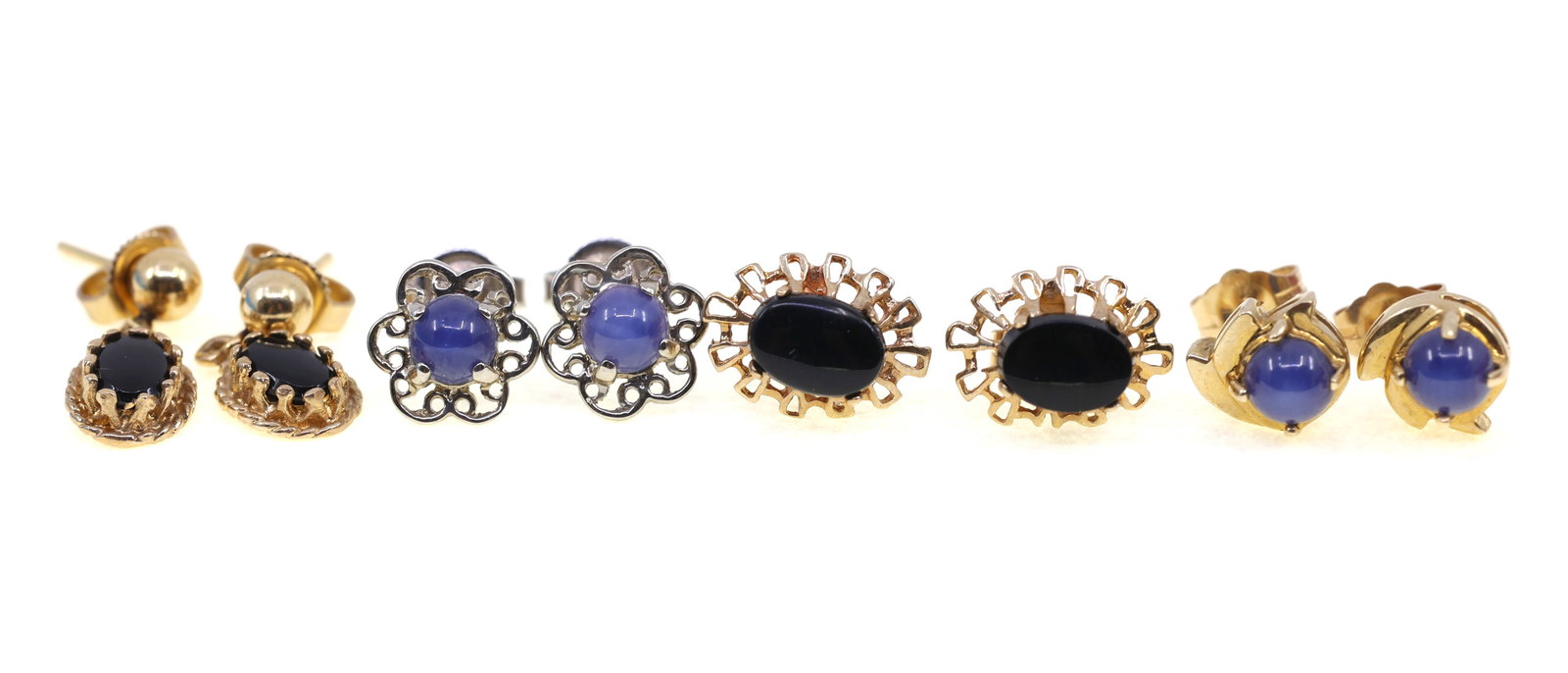 14K WHITE & YELLOW GOLD ONYX & SAPPHIRE EARRINGS (1 of 10)