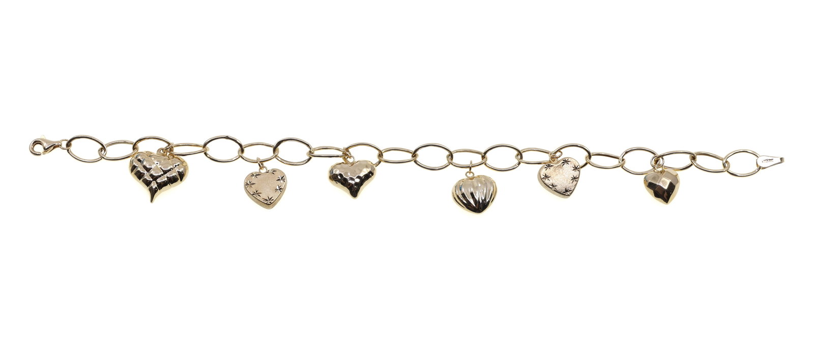 14K YELLOW GOLD HEART CHARM BRACELET (1 of 8)