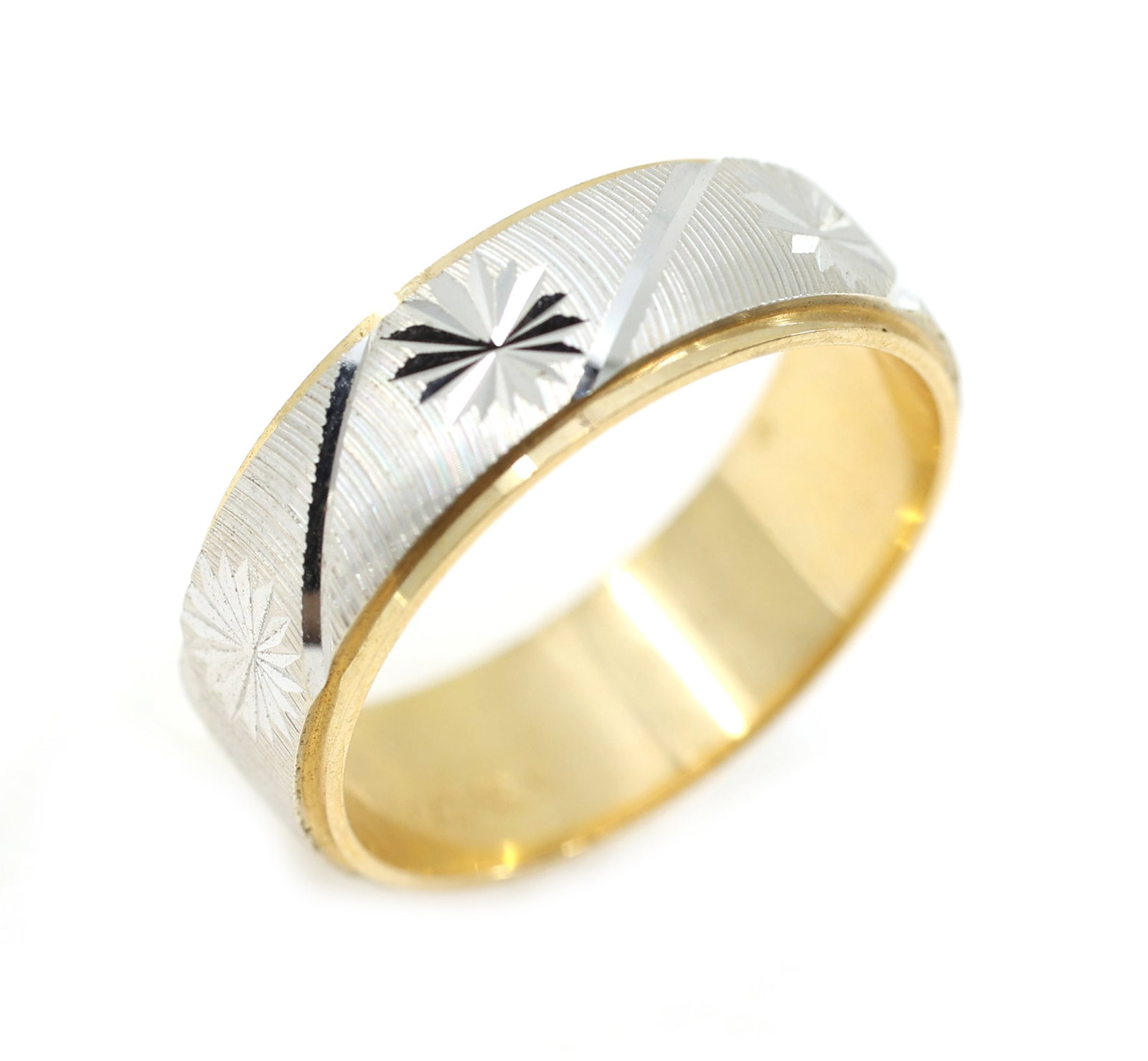 14K TWO-TONE WHITE & YELLOW GOLD WEDDING BAND (1 of 3)