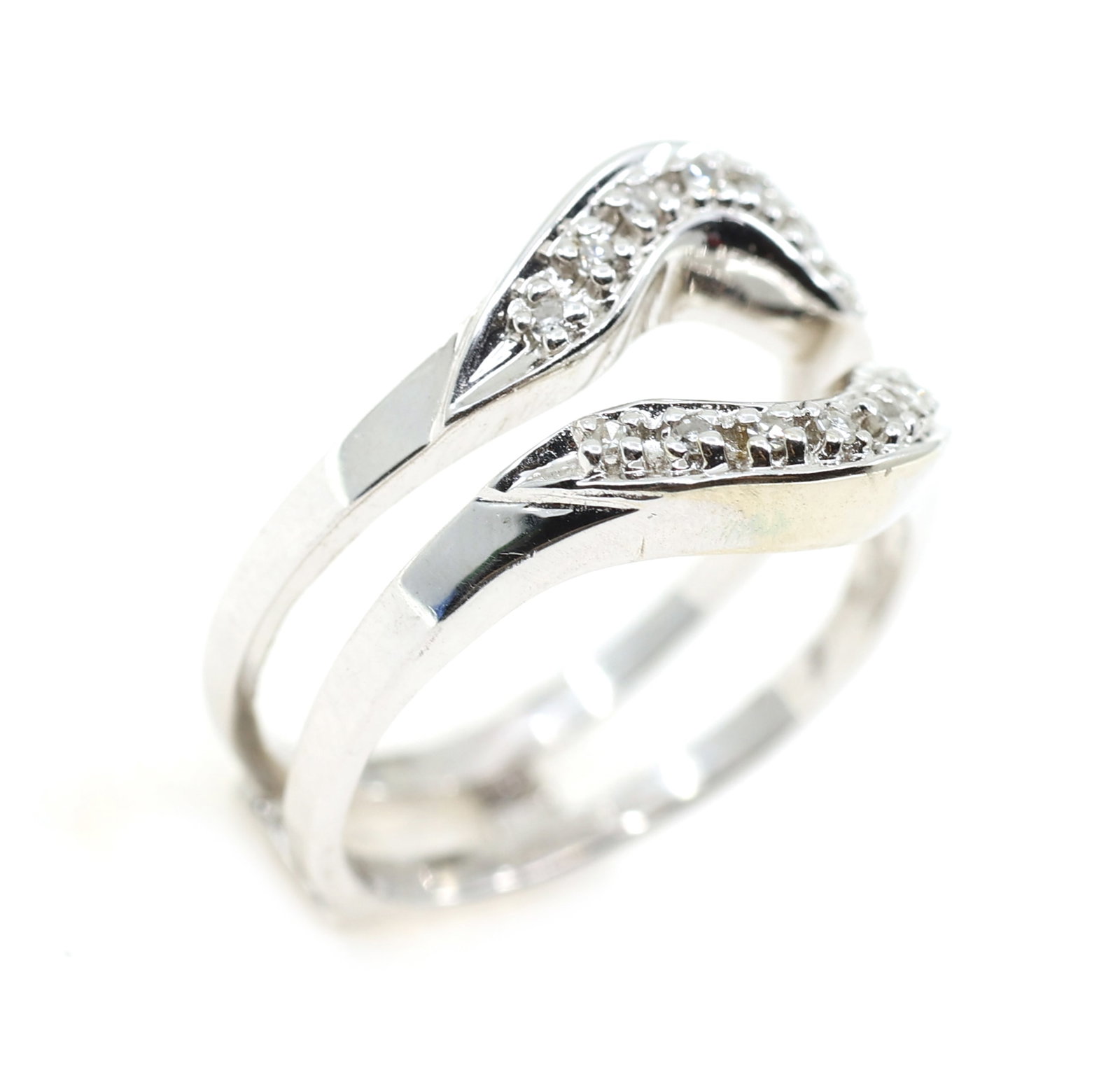 14K WHITE GOLD 0.10 CTW DIAMOND RING GUARD (1 of 4)