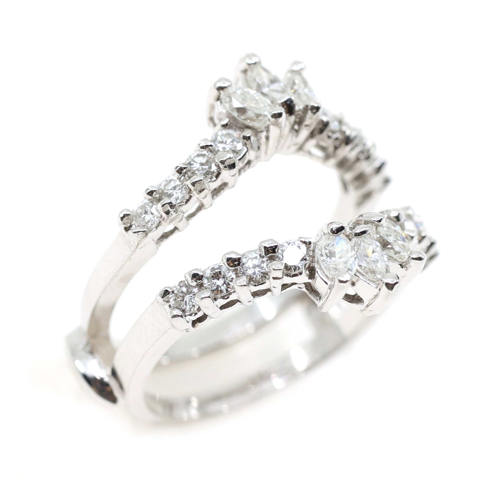 14K WHITE GOLD 1.14 CTW DIAMOND WEDDING RING GUARD (1 of 4)