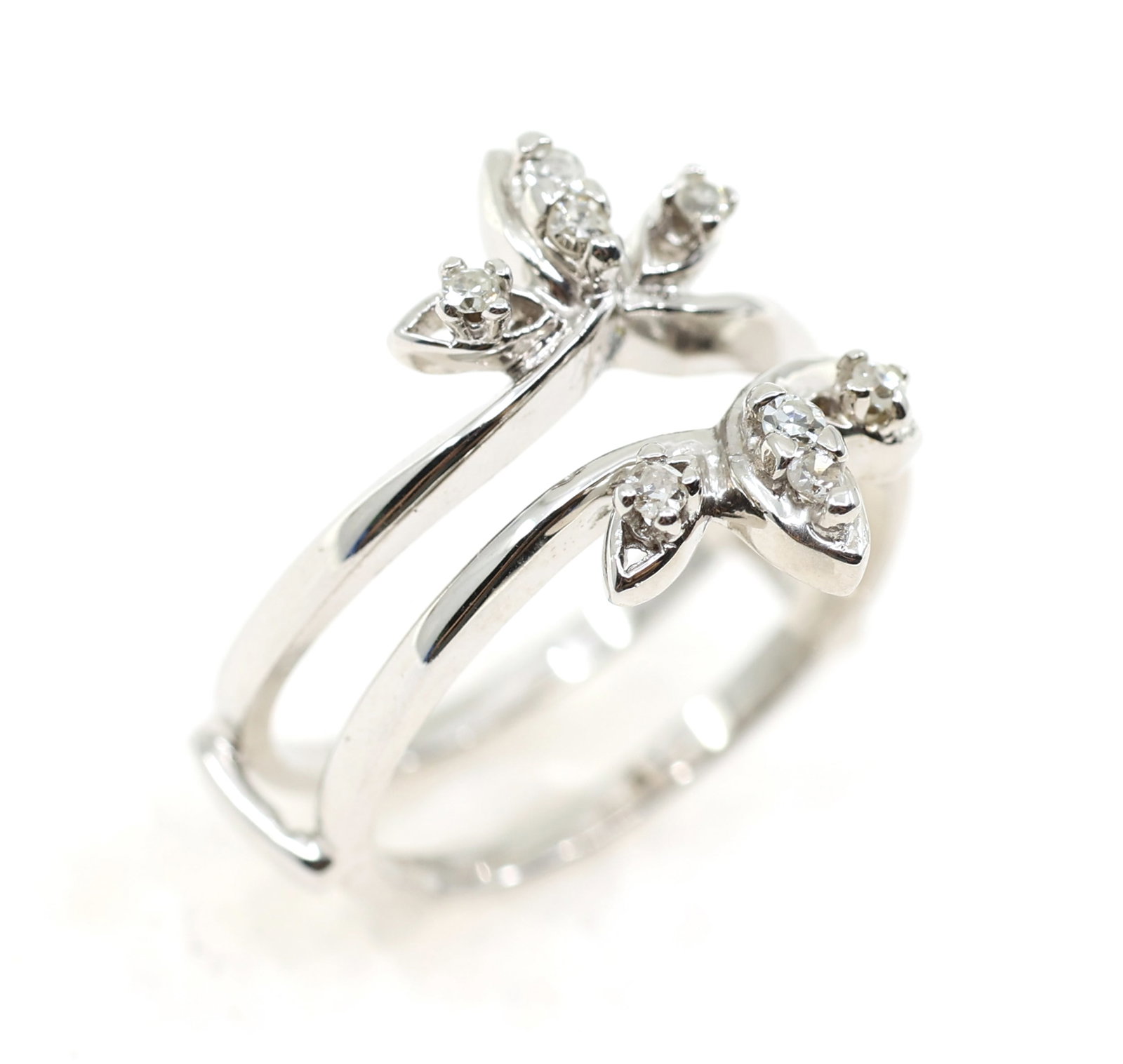 14K WHITE GOLD 0.24 CTW DIAMOND WEDDING RING GUARD (1 of 3)