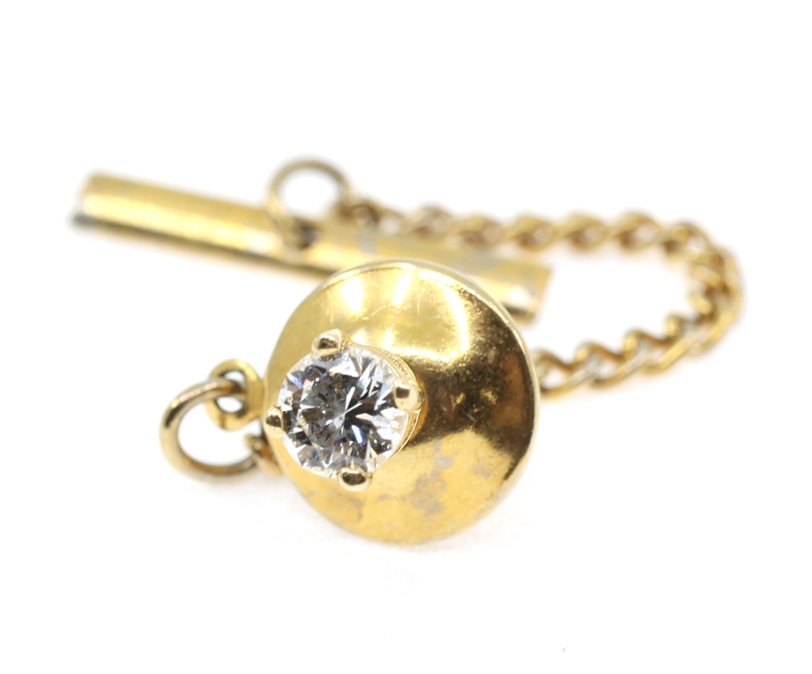 14K YELLOW GOLD 0.36 CT ROUND DIAMOND SOLITAIRE TIE PIN (1 of 4)