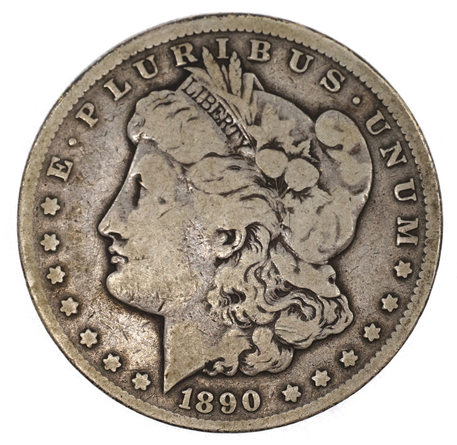 1890-CC US SILVER MORGAN DOLLAR COIN - F/VF: 1890-CC US SILVER MORGAN DOLLAR COIN - F/VF 1890-CC United States .900 silver Morgan $1 coin, F/VF condition. IMPORTANT NOTE - PLEASE READ: OUR IN-HOUSE SHIPPING & INVOICING Shipping: LiveAuctio