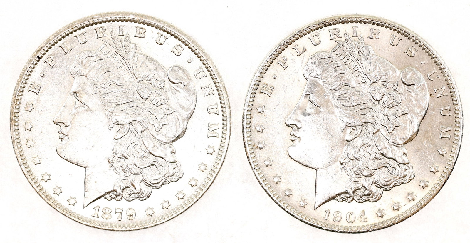 1879 & 1904 US SILVER MORGAN DOLLAR COINS (1 of 2)