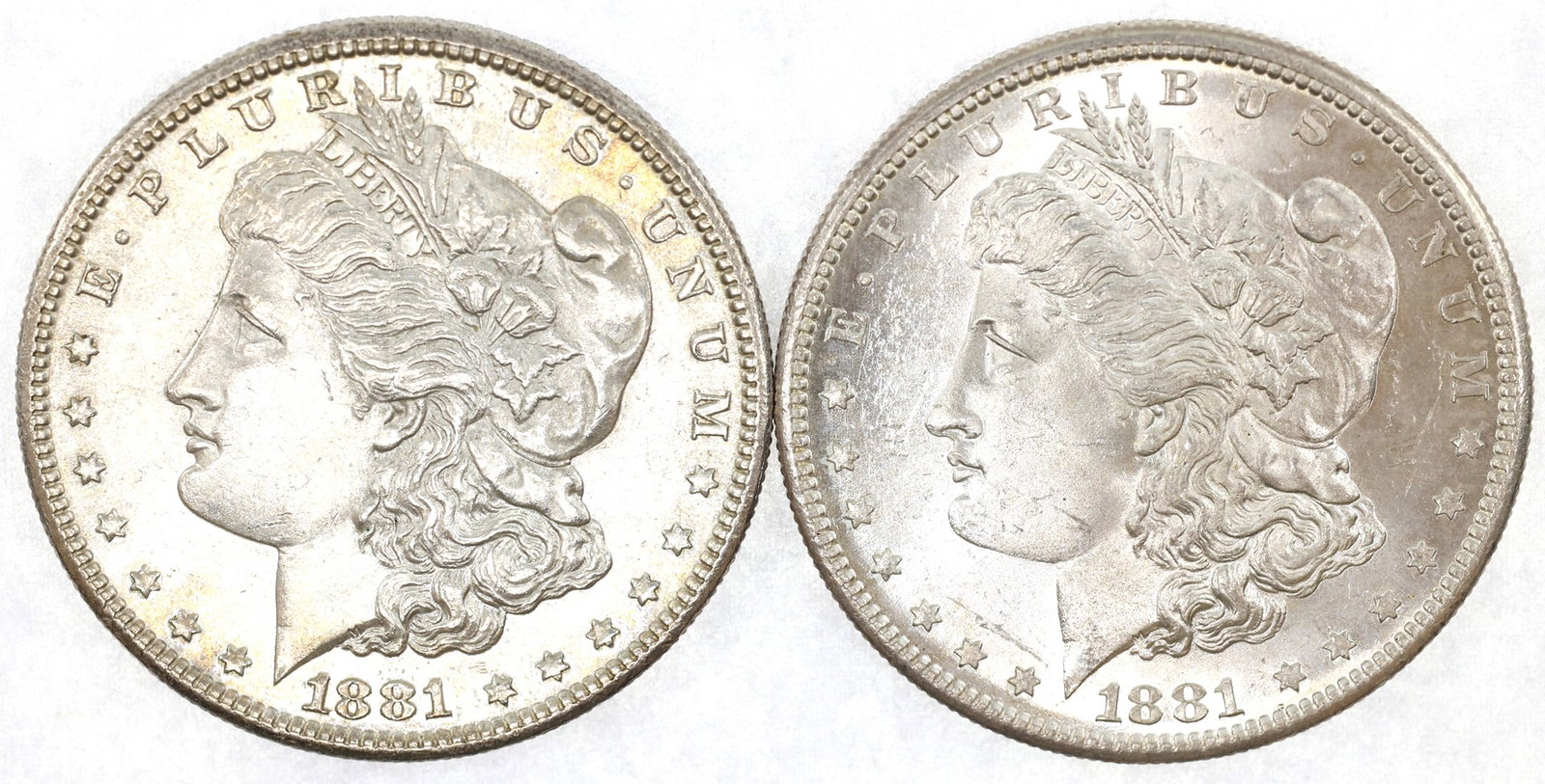 1881-S US SILVER MORGAN $1 AU/MS COINS - LOT OF 2 (1 of 4)