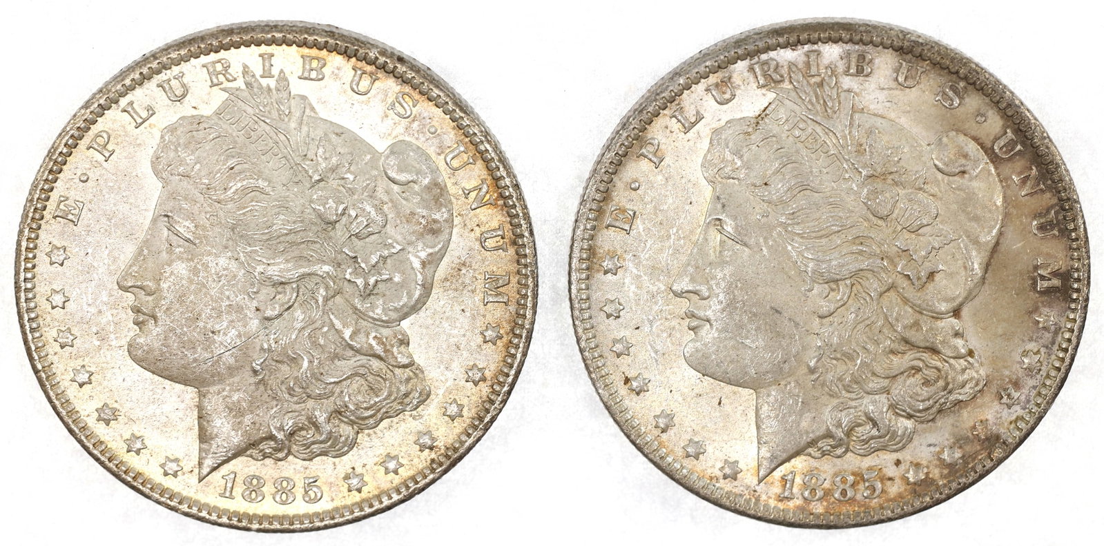 1885-O US SILVER MORGAN $1 XF/AU COINS - LOT OF 2 (1 of 4)