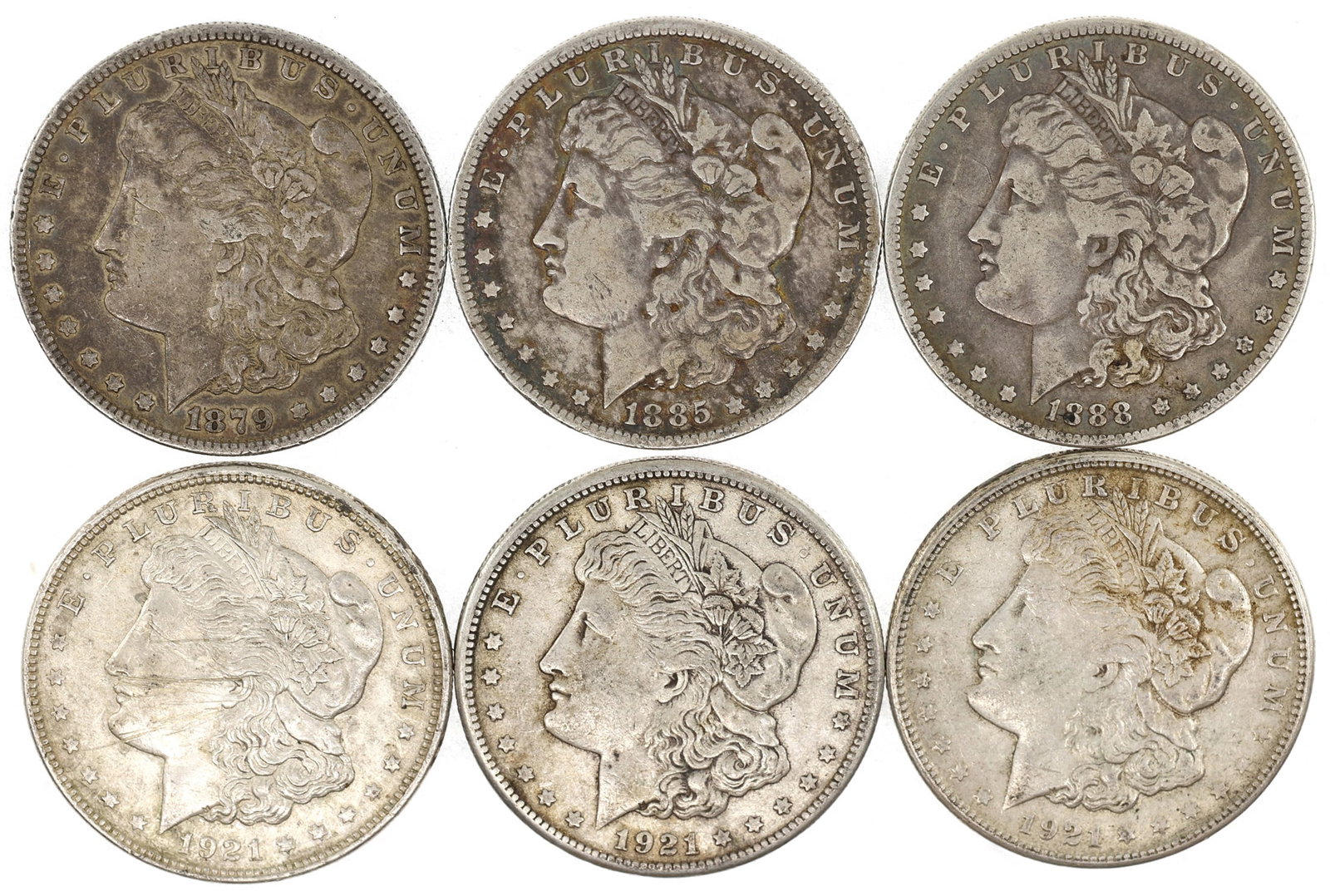 US SILVER MORGAN DOLLAR COINS - LOT OF 6 (1 of 4)