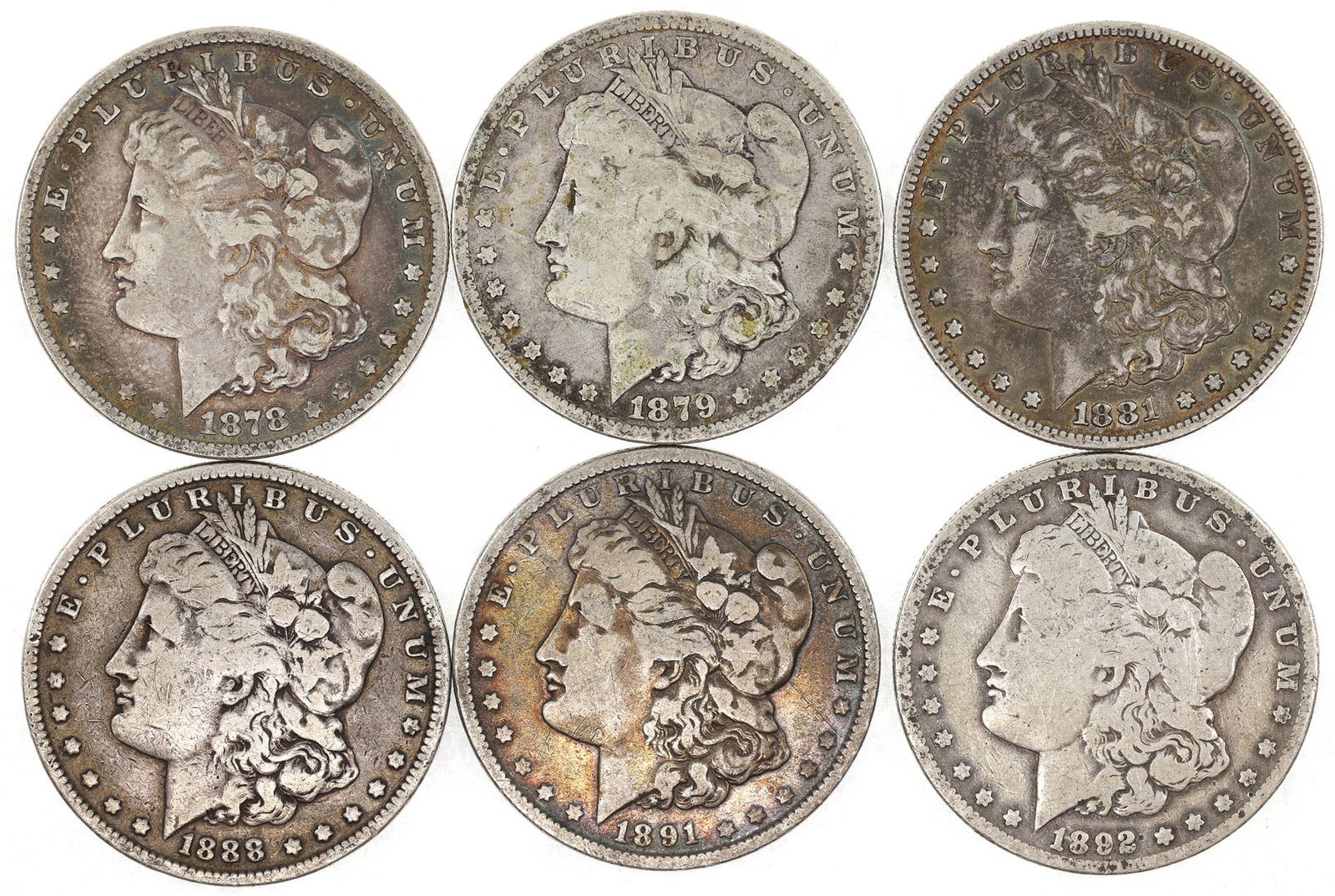 US SILVER MORGAN DOLLAR XF COINS - LOT OF 6 (1 of 2)