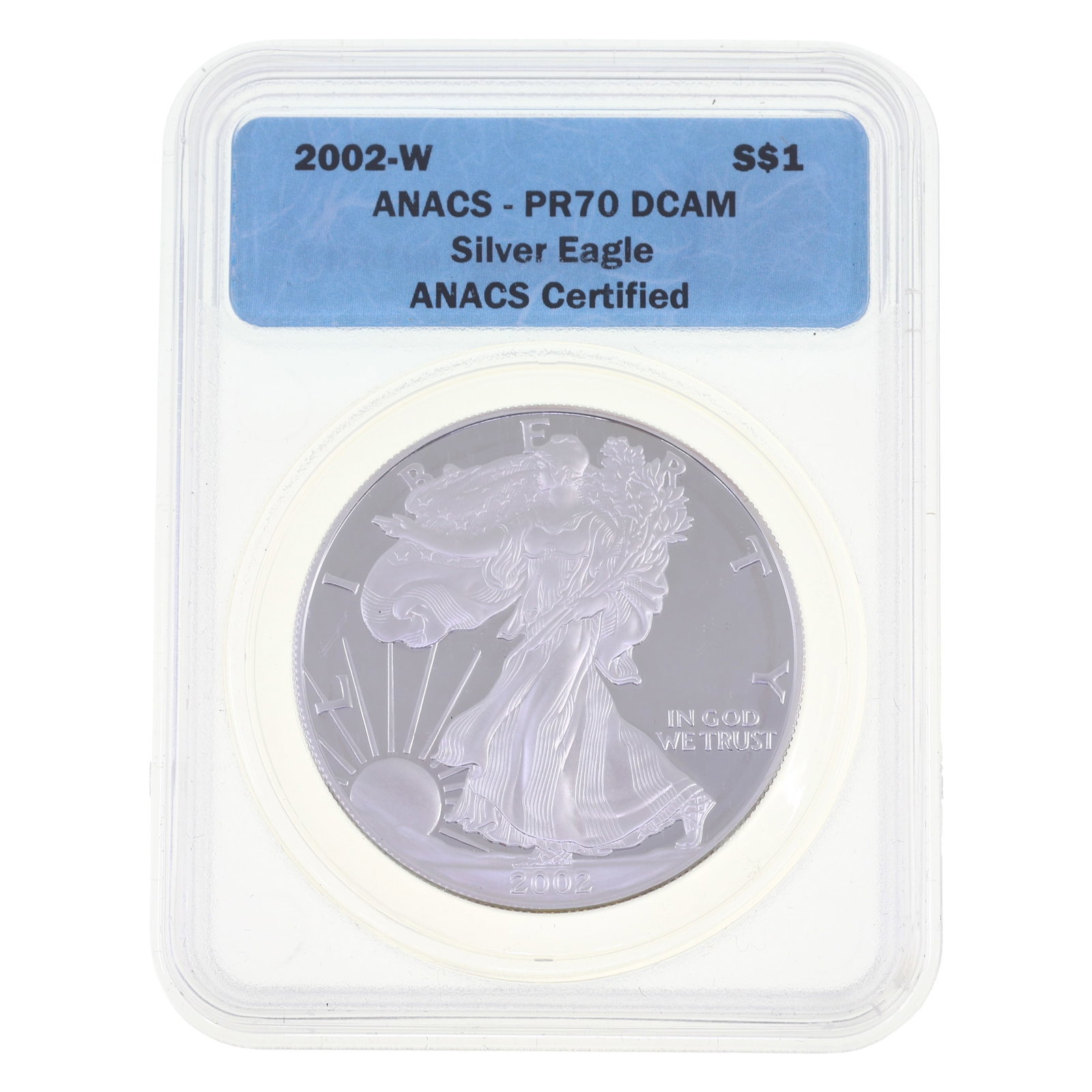 2002-W US .999 SILVER EAGLE $1 COIN ANACS PR 70 DCAM (1 of 2)