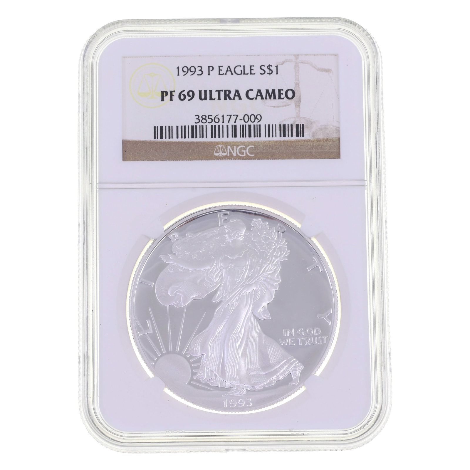 1993 US .999 SILVER EAGLE $1 COIN NGC PF69 ULTRA CAMEO: 1993 US .999 SILVER EAGLE $1 COIN NGC PF69 ULTRA CAMEO NGC graded 1993-P United States .999 silver Eagle $1 coin, PF 69 Ultra Cameo. IMPORTANT NOTE - PLEASE READ: OUR IN-HOUSE SHIPPING & INVOICIN