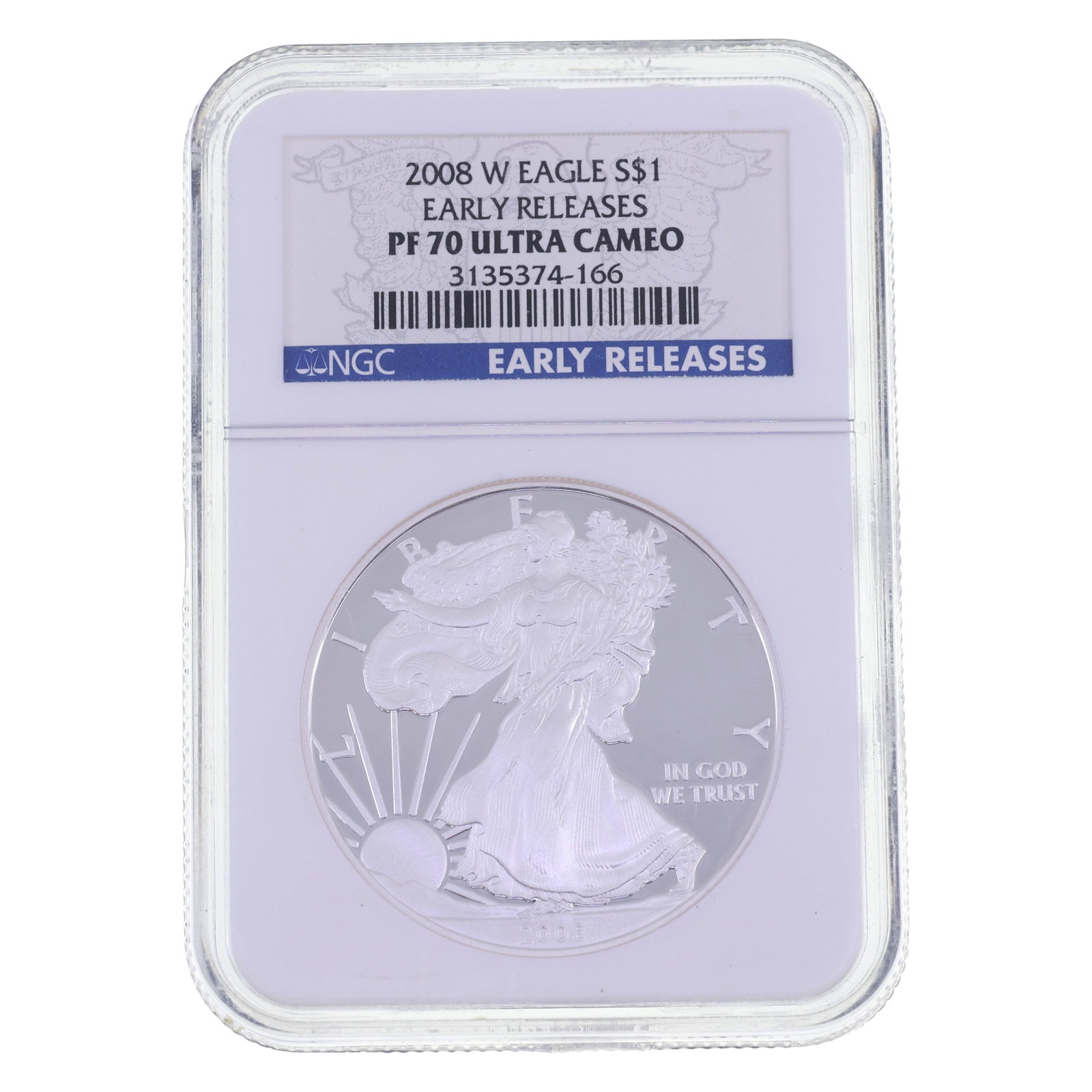 2008-W US SILVER EAGLE $1 COIN PCGS PF70 ULTRA CAMEO (1 of 2)