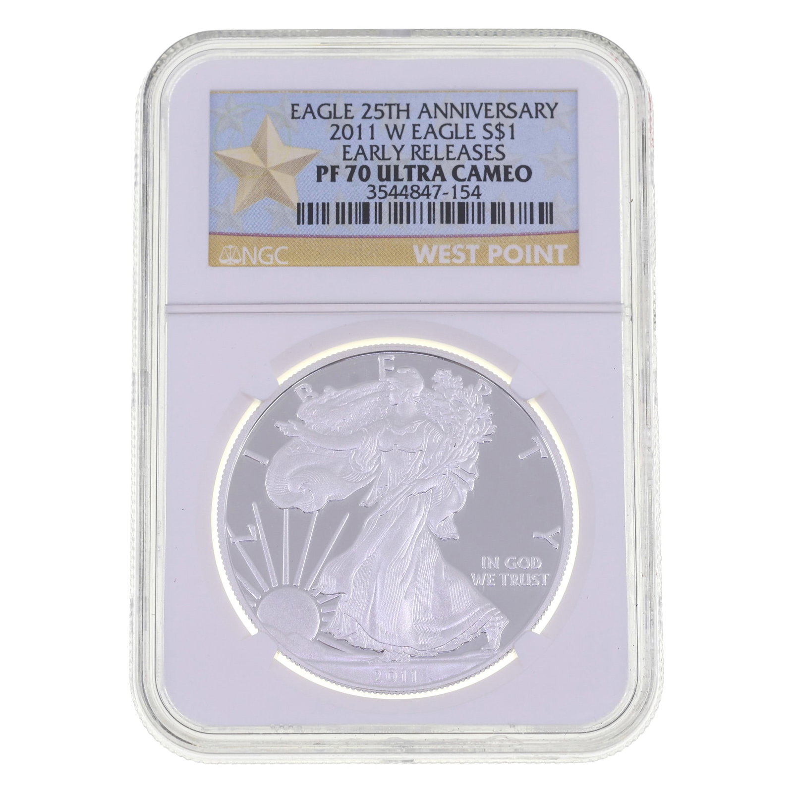 2011-W US SILVER EAGLE $1 COIN NGC PF70 ULTRA CAMEO: 2011-W US SILVER EAGLE $1 COIN NGC PF70 ULTRA CAMEO NGC graded 2011-W United States .999 silver Eagle $1 coin, Early Releases, PF 70 Ultra Cameo. IMPORTANT NOTE - PLEASE READ: OUR IN-HOUSE SHIPPI