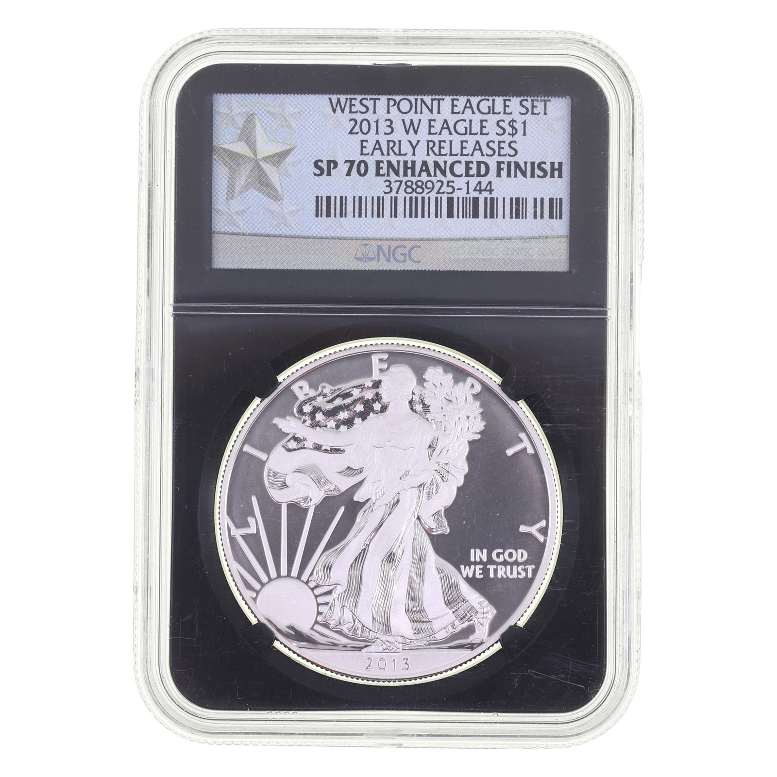 2013-W US .999 SILVER EAGLE $1 COIN NGC SP70 ENHANCED: 2013-W US .999 SILVER EAGLE $1 COIN NGC SP70 ENHANCED NGC graded 2013-W United States .999 silver Eagle $1 coin, early releases, SP 70 Enhanced Finish. IMPORTANT NOTE - PLEASE READ: OUR IN-HOUSE SHIPP