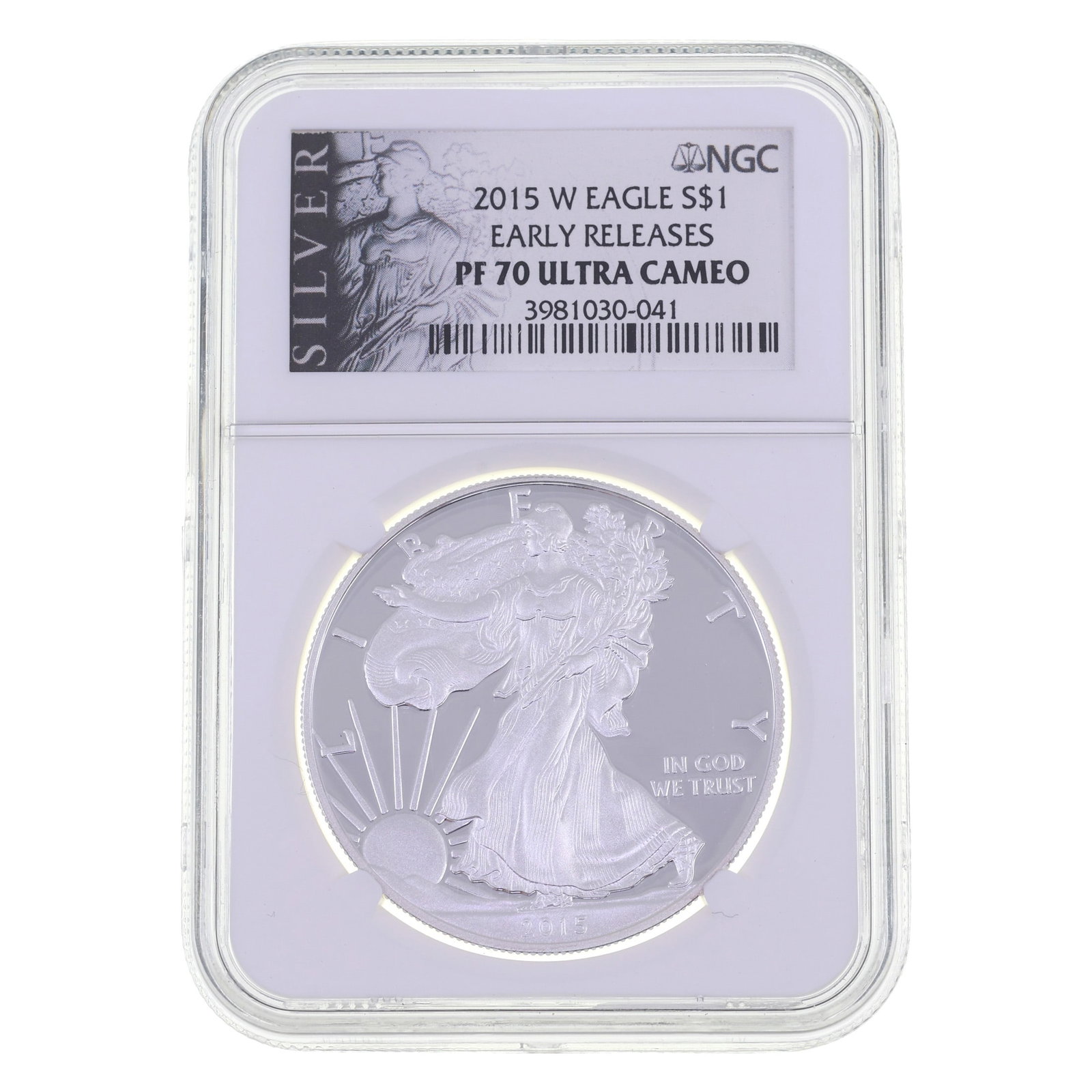 2015-W US SILVER EAGLE $1 COIN NGC PF70 ULTRA CAMEO: 2015-W US SILVER EAGLE $1 COIN NGC PF70 ULTRA CAMEO NGC graded 2015-W United States .999 silver Eagle $1 coin, Early Releases, PF 70 Ultra Cameo. IMPORTANT NOTE - PLEASE READ: OUR IN-HOUSE SHIPPI