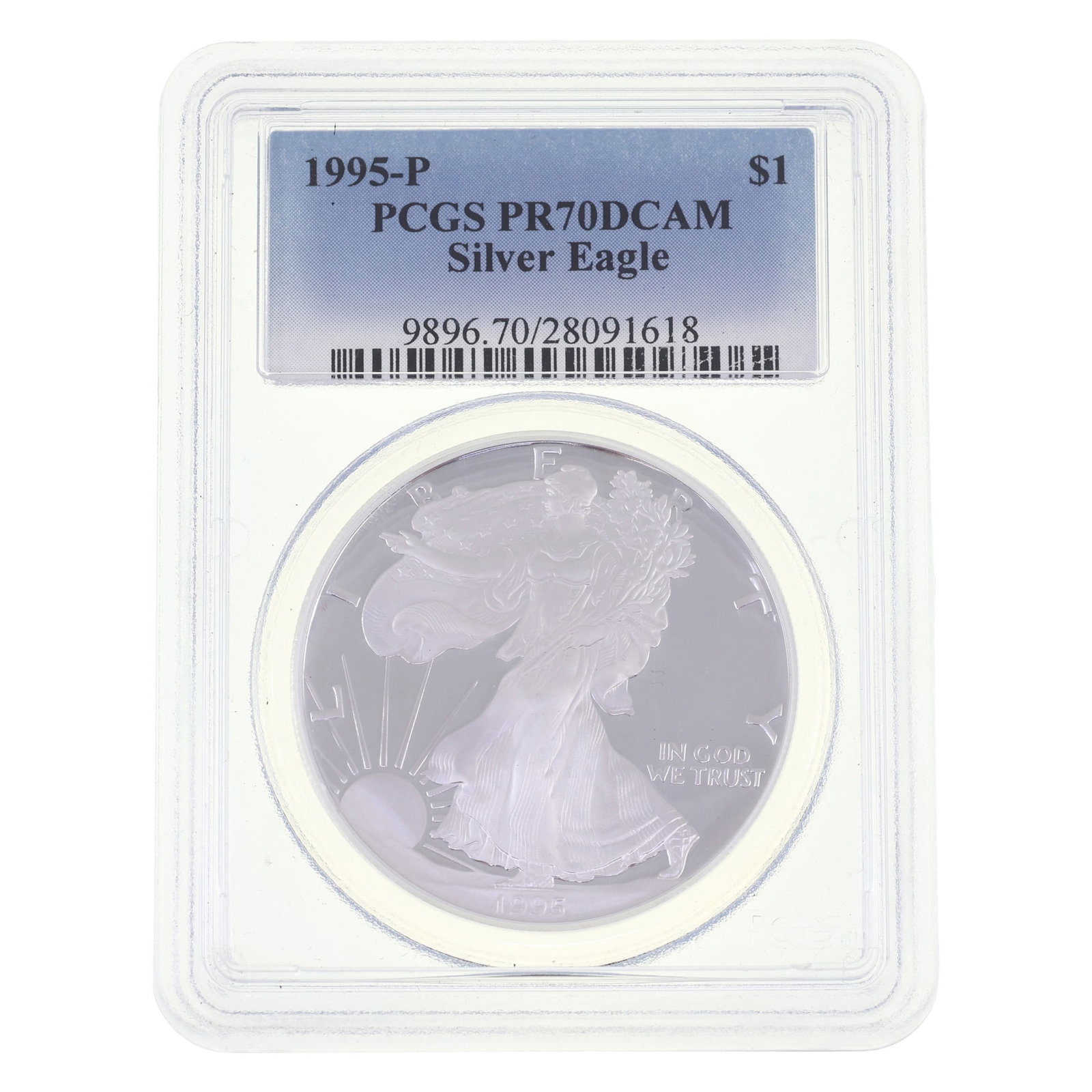 1995-P US .999 SILVER EAGLE $1 COIN PCGS PR 70 DCAM: 1995-P US .999 SILVER EAGLE $1 COIN PCGS PR 70 DCAM PCGS graded 1995-P United States .999 silver Eagle $1 coin, PR 70 DCAM. IMPORTANT NOTE - PLEASE READ: OUR IN-HOUSE SHIPPING & INVOIC