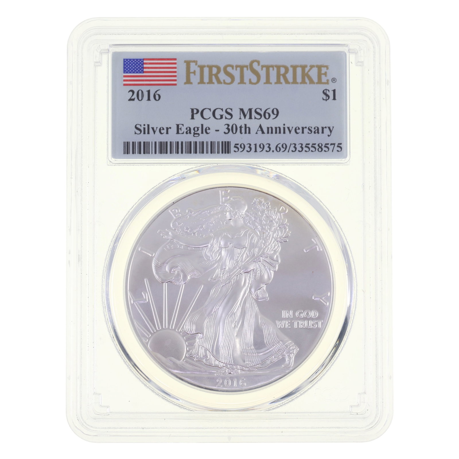2016 US .999 SILVER EAGLE COIN PCGS 1ST STRIKE MS 69 (1 of 2)