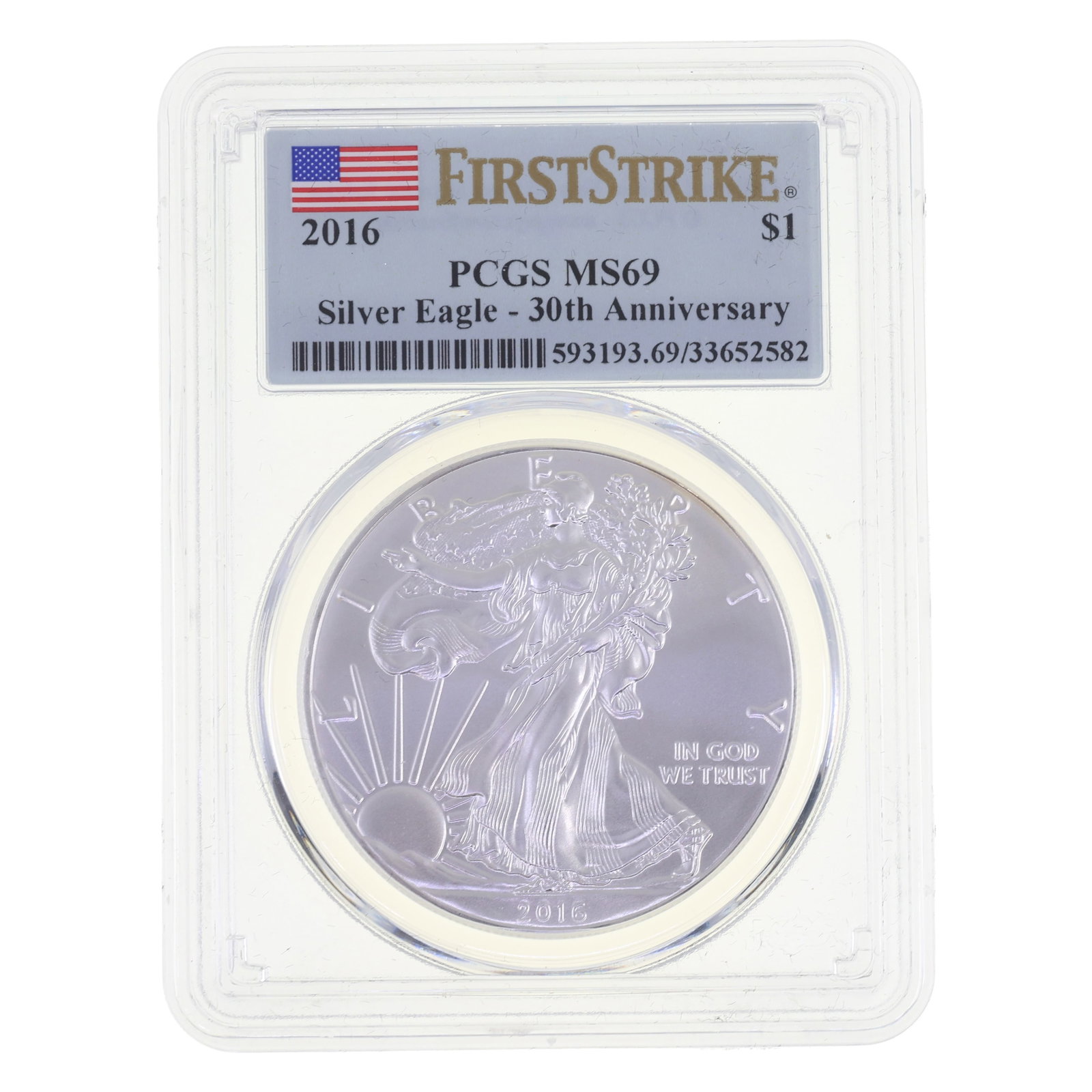 2016 US .999 SILVER EAGLE $1 COIN PCGS MS 69 1ST STRIKE (1 of 2)
