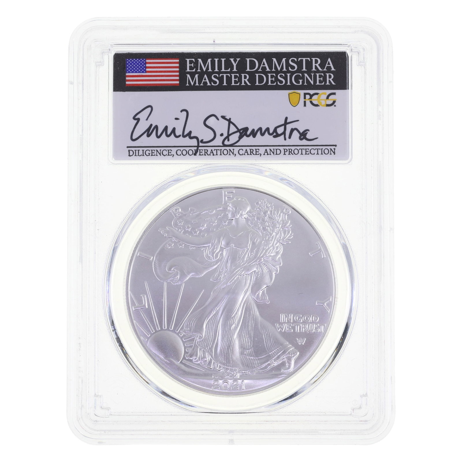 2021 US .999 SILVER EAGLE TYPE 2 $1 COIN PCGS GEM UNC (1 of 2)
