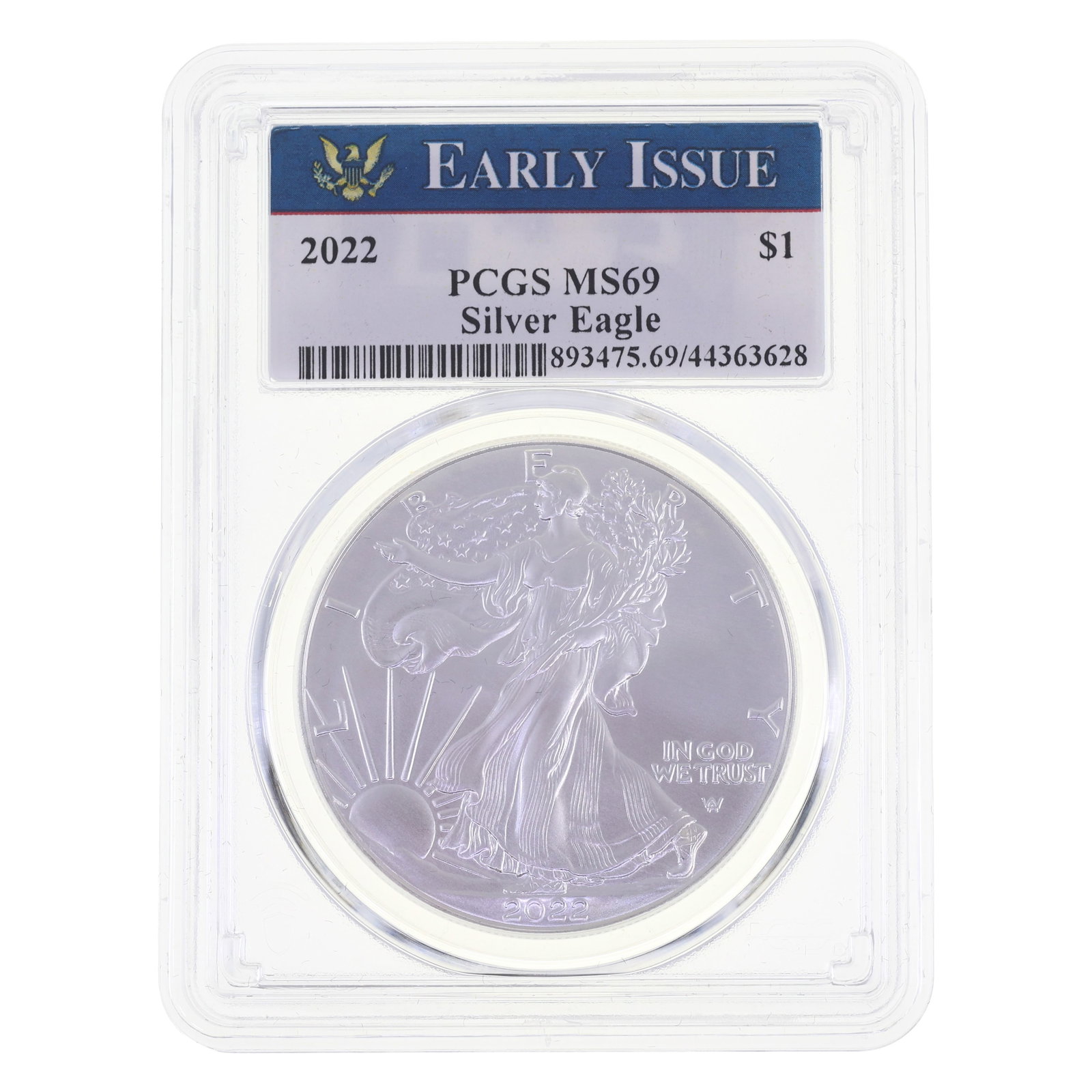 2022 US .999 SILVER EAGLE $1 COIN PCGS MS69 EARLY ISSUE (1 of 2)