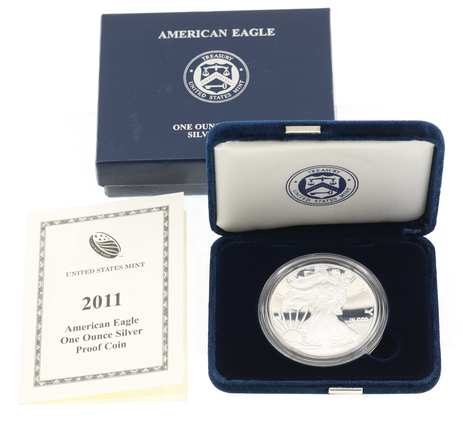 2011-W US .999 SILVER EAGLE $1 PROOF COIN: 2011-W US .999 SILVER EAGLE $1 PROOF COIN 2011-W United States .999 silver 1 oz Eagle $1 proof coin. Includes box and papers. IMPORTANT NOTE - PLEASE READ: OUR IN-HOUSE SHIPPING & INVOICING Ship