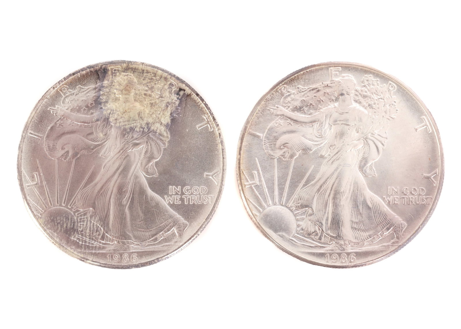 1986 US .999 SILVER EAGLE $1 COINS - LOT OF 2 (1 of 5)