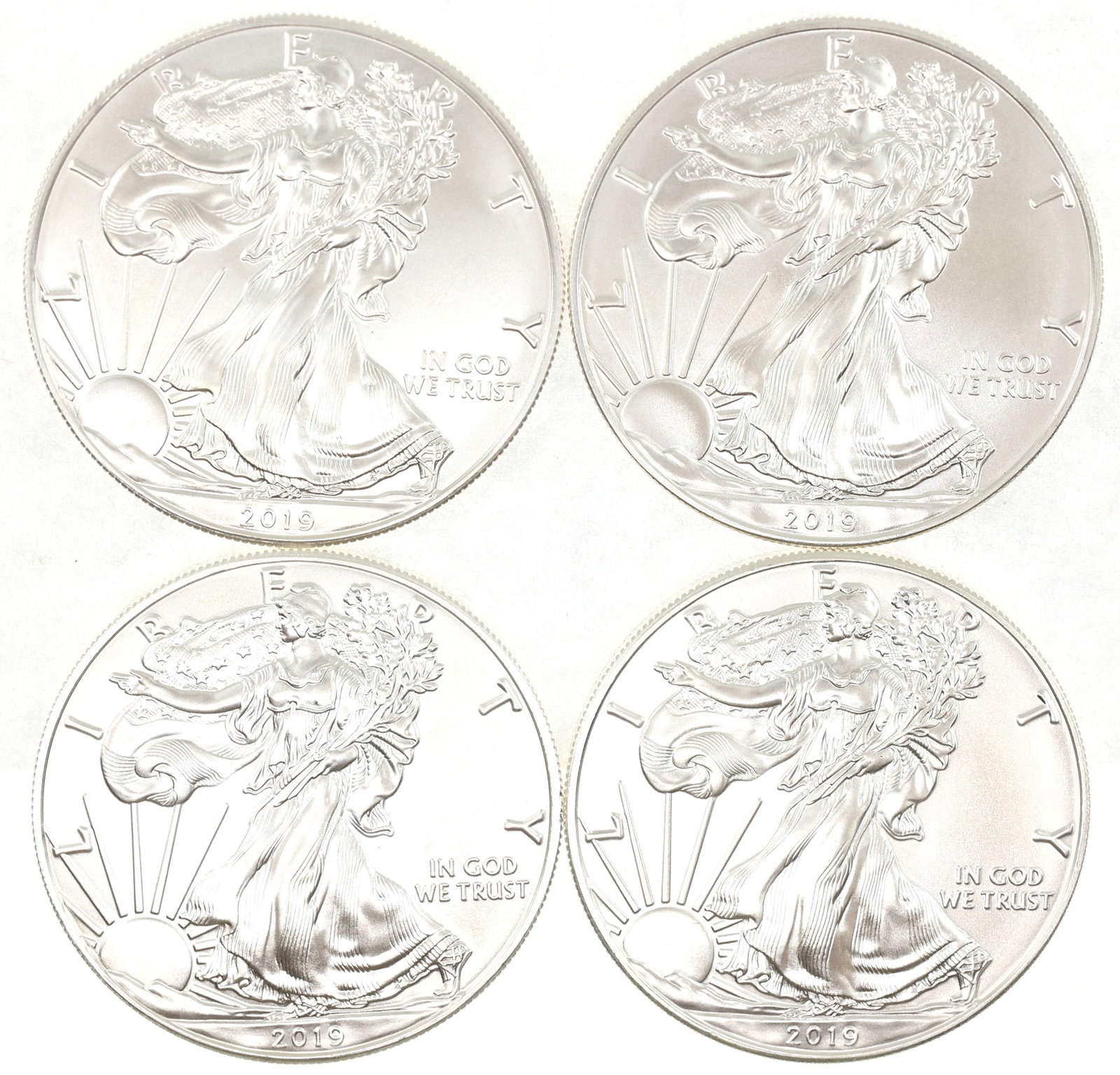 2019 US .999 SILVER EAGLE $1 UNC COINS - LOT OF 4 (1 of 4)