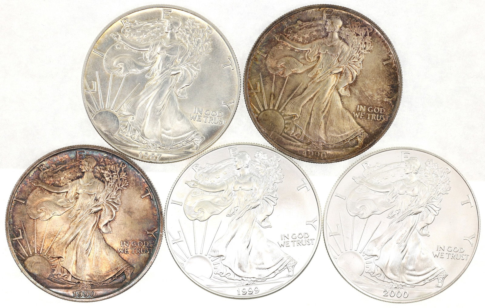 US SILVER EAGLE $1 UNC COINS - LOT OF 5 (1 of 4)