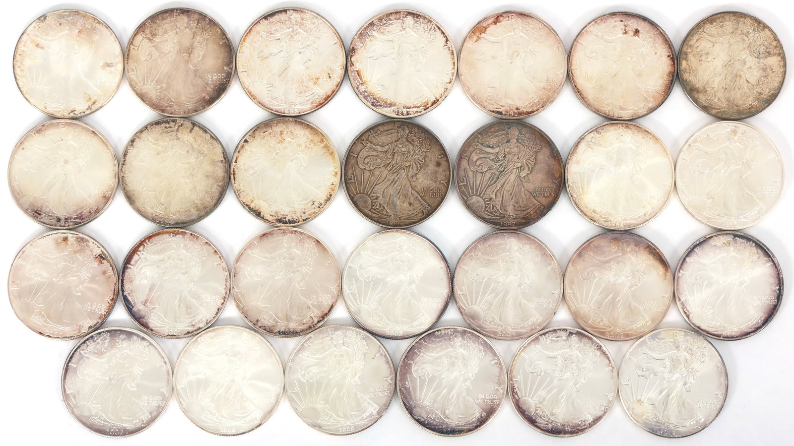 1986-2012 US .999 SILVER EAGLE $1 COIN SET (1 of 13)