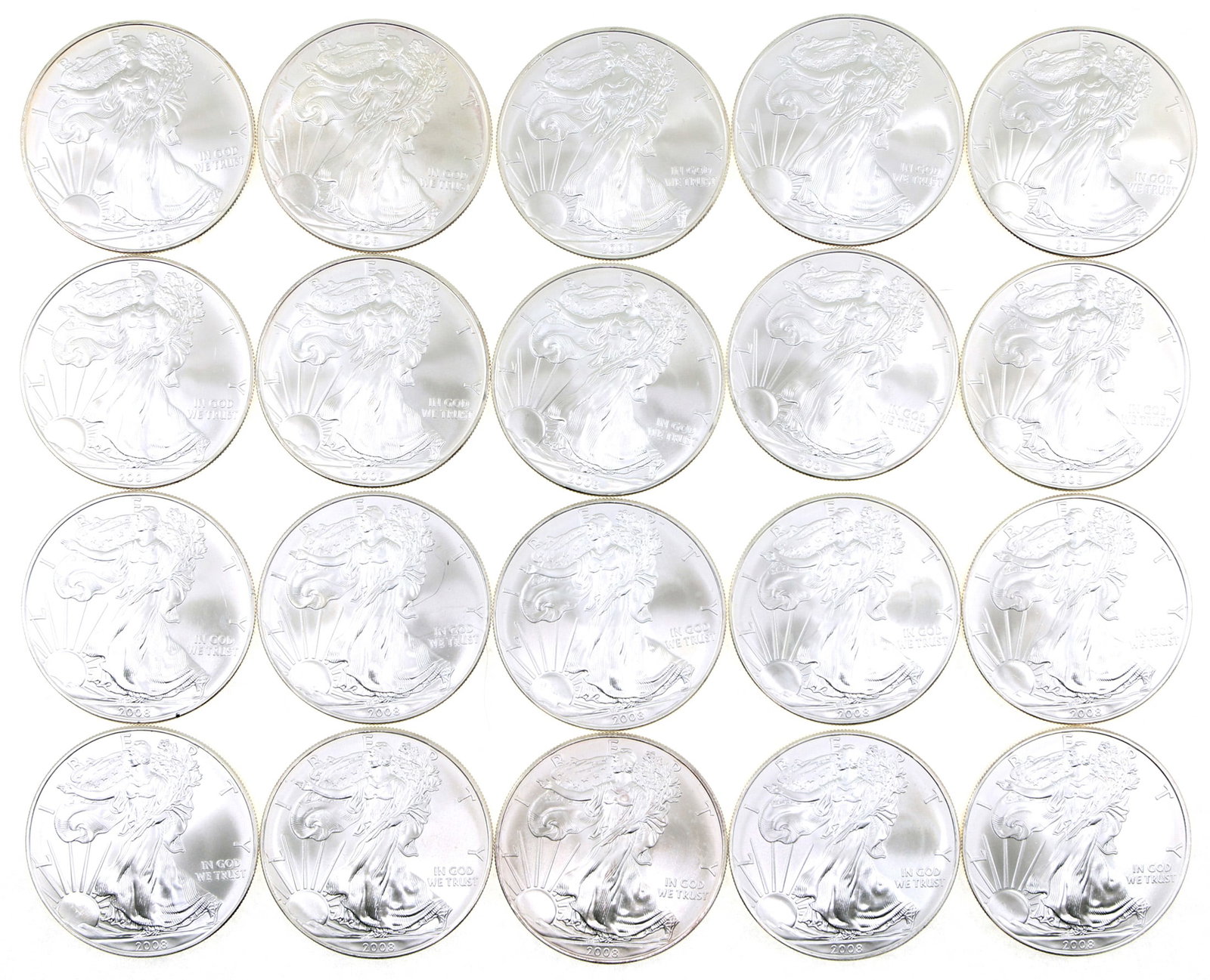 2008 US .999 SILVER EAGLE $1 COINS (1 of 8)