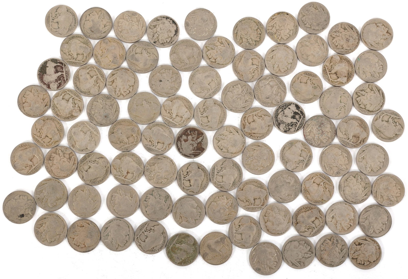 US 5C BUFFALO NICKEL COINS EXPLORER LOT OF 75 (1 of 5)