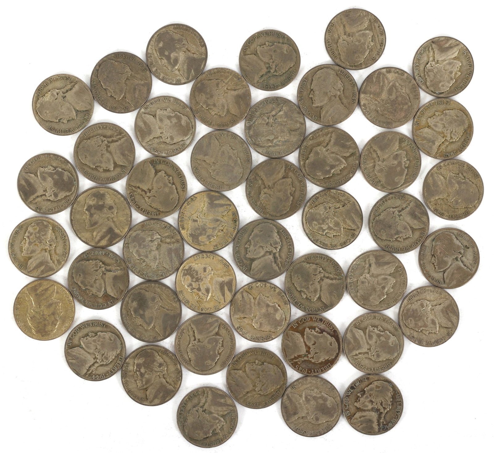 US 5C "WAR NICKEL" COINS - LOT OF 45 (1 of 5)