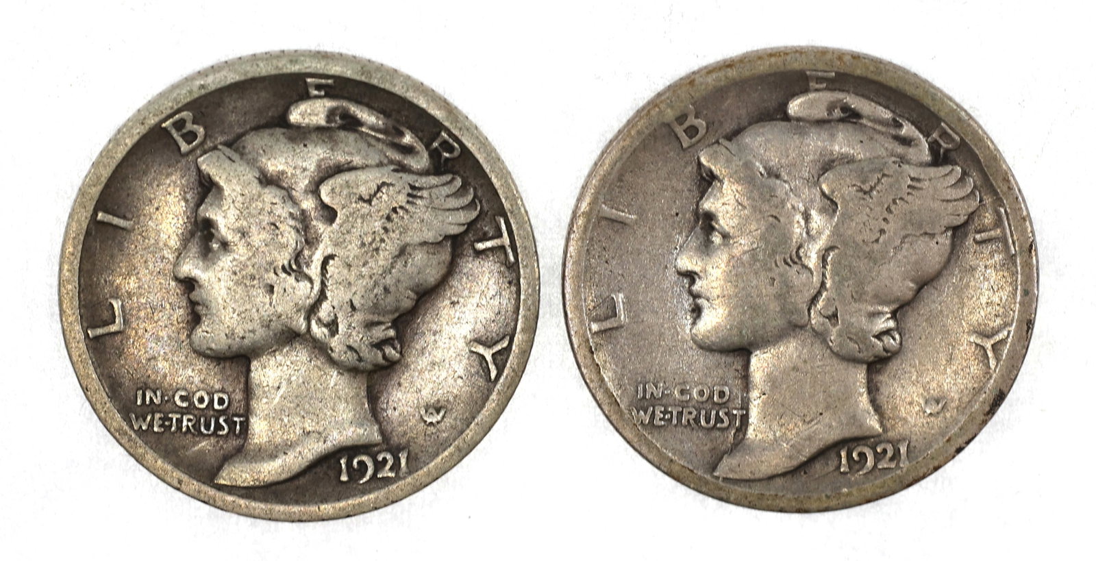 1921 & 1921-D US SILVER MERCURY 10C COINS (1 of 2)