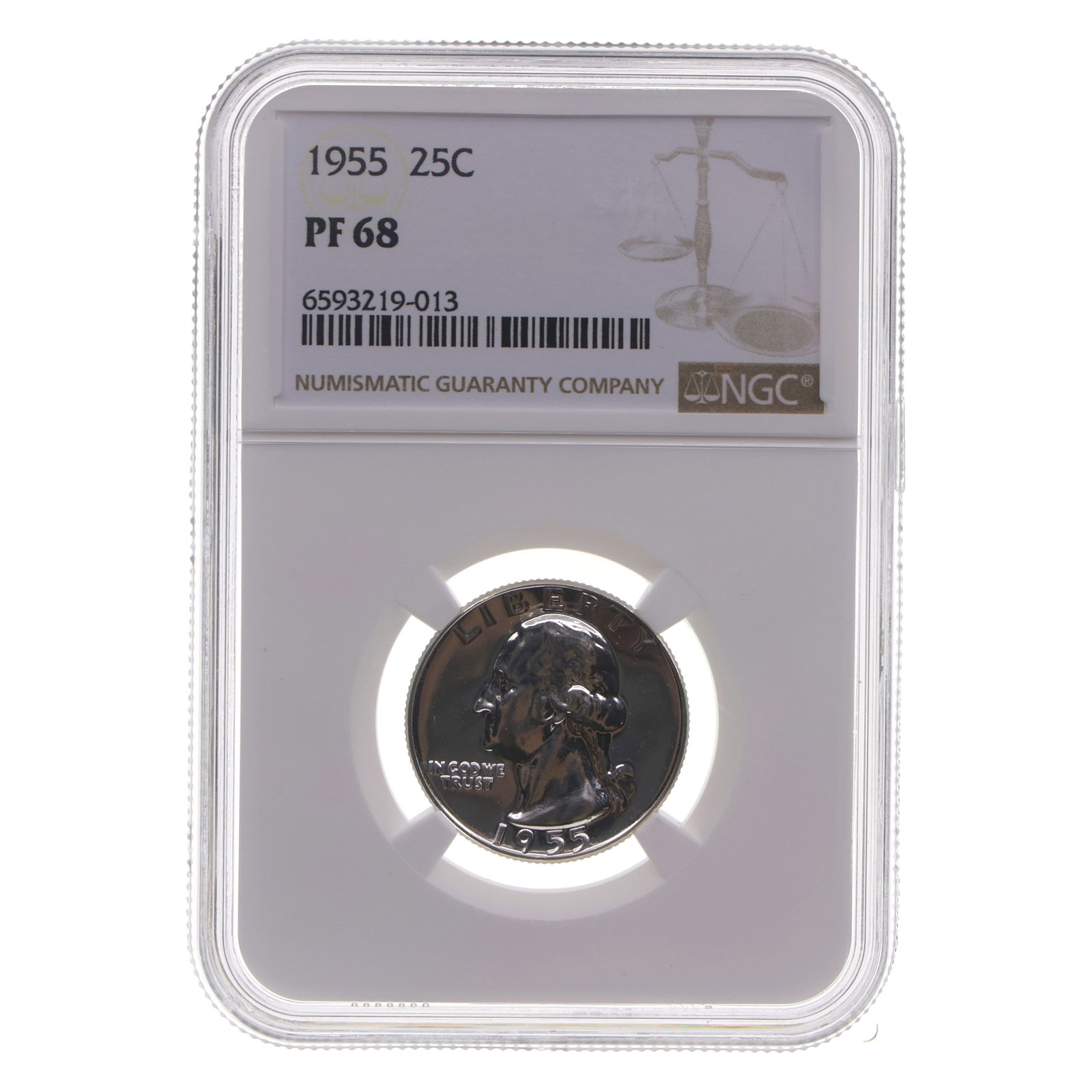 1955 US SILVER WASHINGTON 25C COIN NGC PF68 (1 of 2)