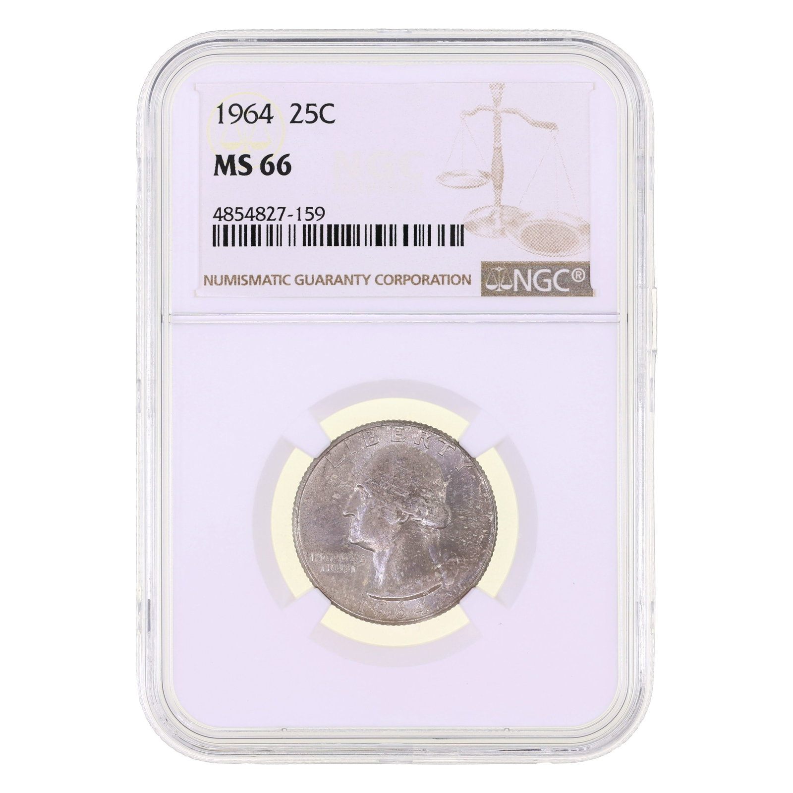 1964 US SILVER WASHINGTON 25C COIN NGC MS 66 (1 of 2)