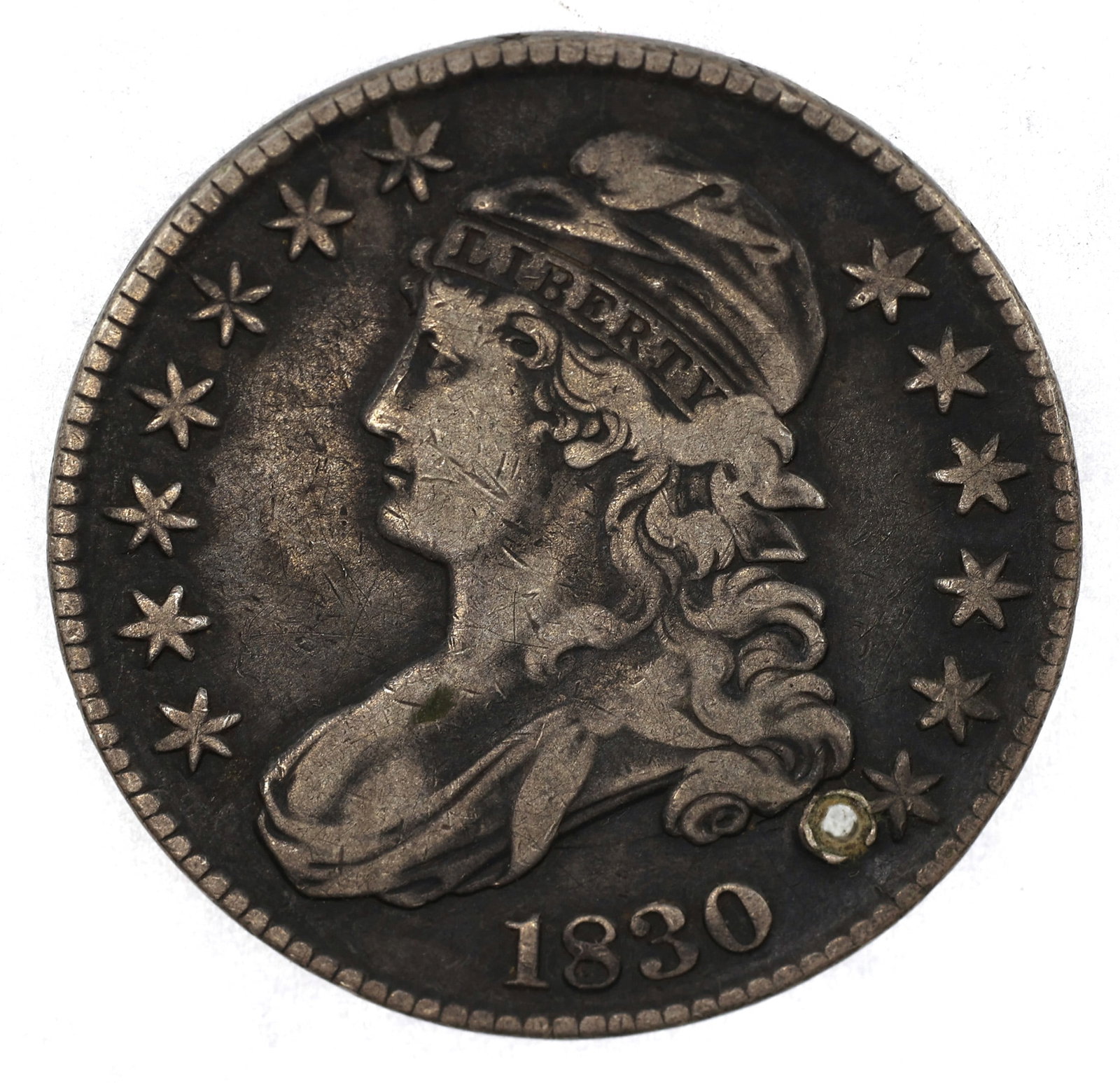 1830 US SILVER CAPPED BUST 50C HALF DOLLAR COIN (1 of 2)