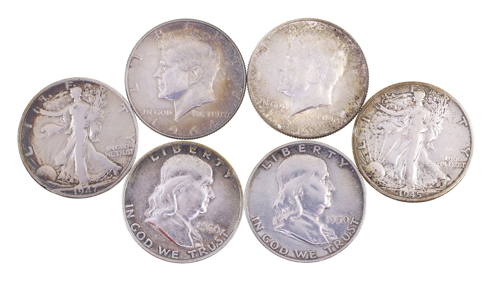 US .900 SILVER 50C HALF DOLLAR COINS - $3 FACE (1 of 7)