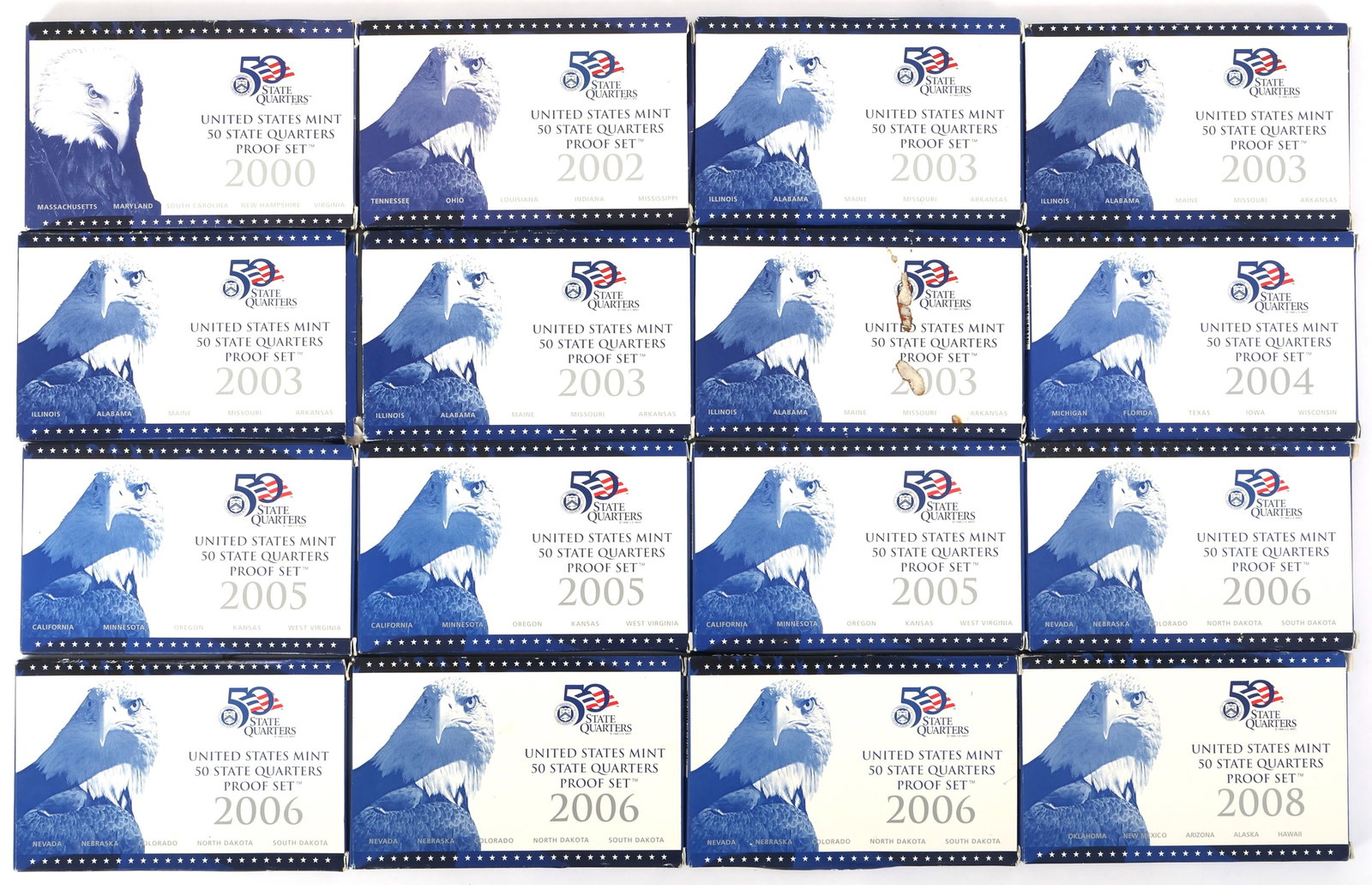 2000-2008 US STATE QUARTER PROOF SETS - LOT OF 16 (1 of 8)