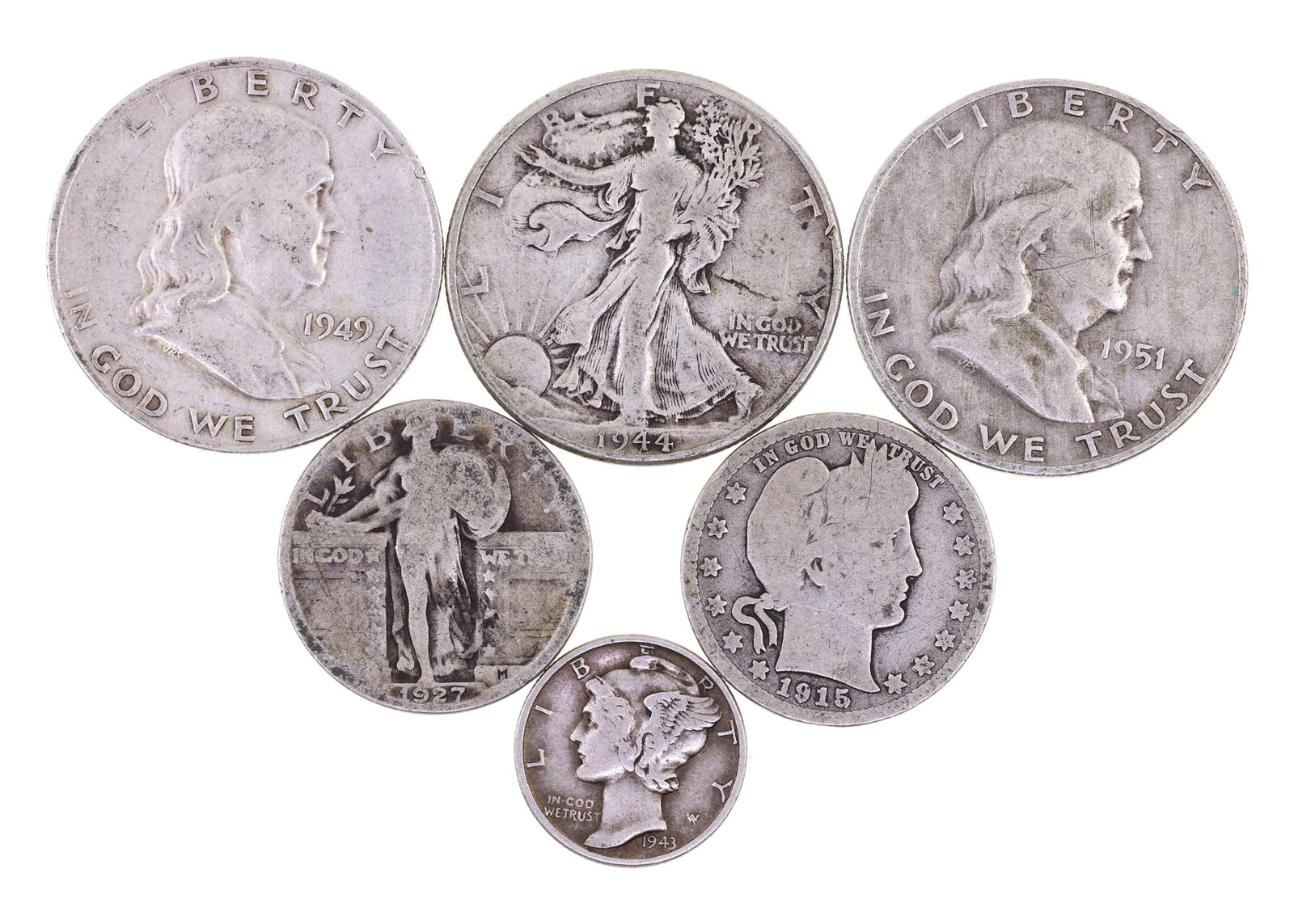 U.S. 90% SILVER COINS - 10C, 25C, & 50C (1 of 5)