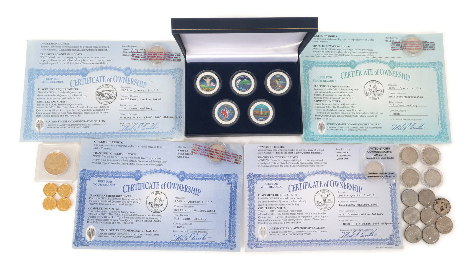 US STATE QUARTERS, GOLD PLATED DIMES AND KENNEDY HALF (1 of 13)