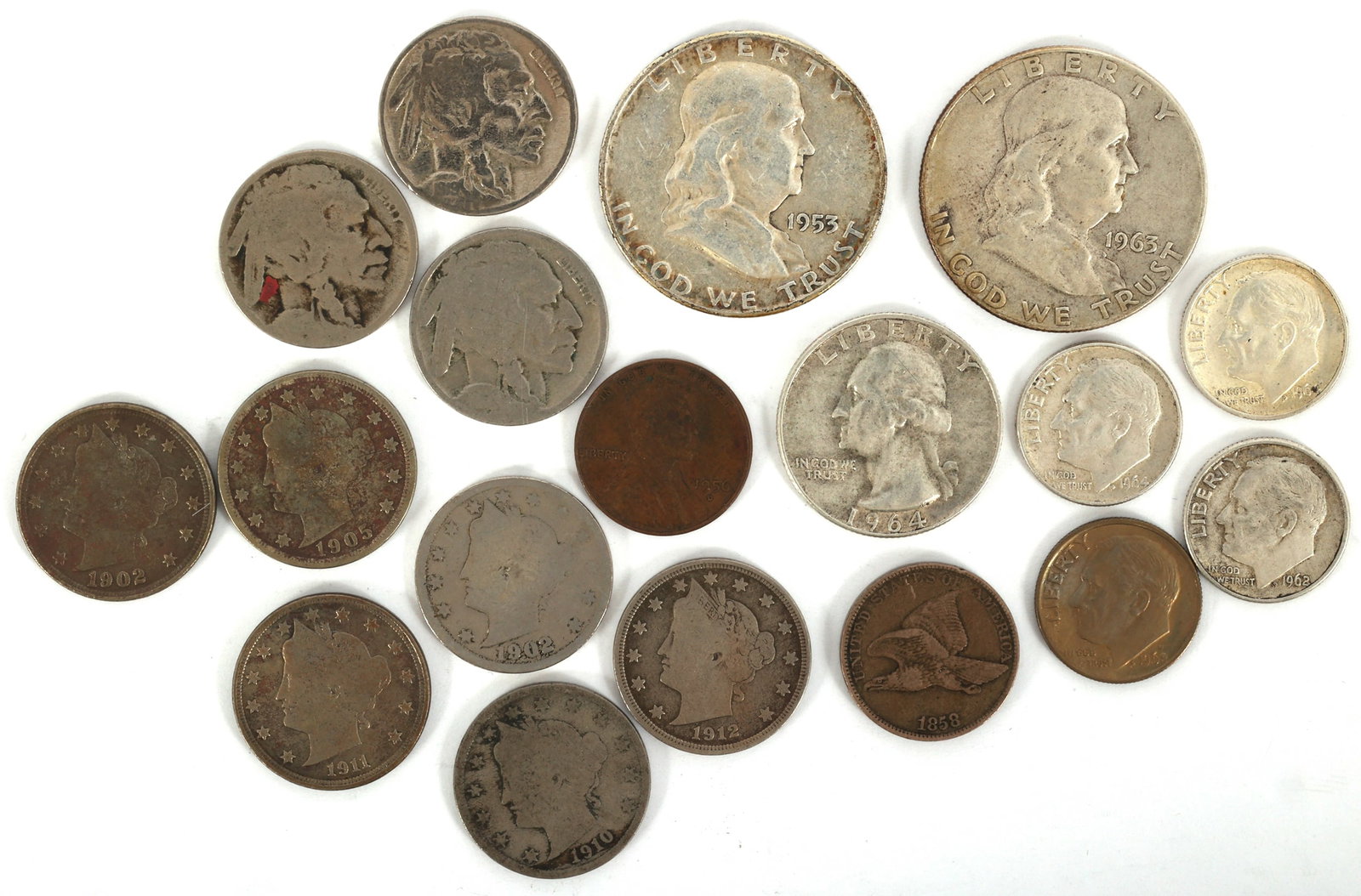 19TH & 20TH C. US COIN EXPLORER LOT: 19TH & 20TH C. US COIN EXPLORER LOT 19th and 20th-century United States coin explorer lot: 50c, half dollar 1953-D Franklin 1963-D Franklin 25c, quarter