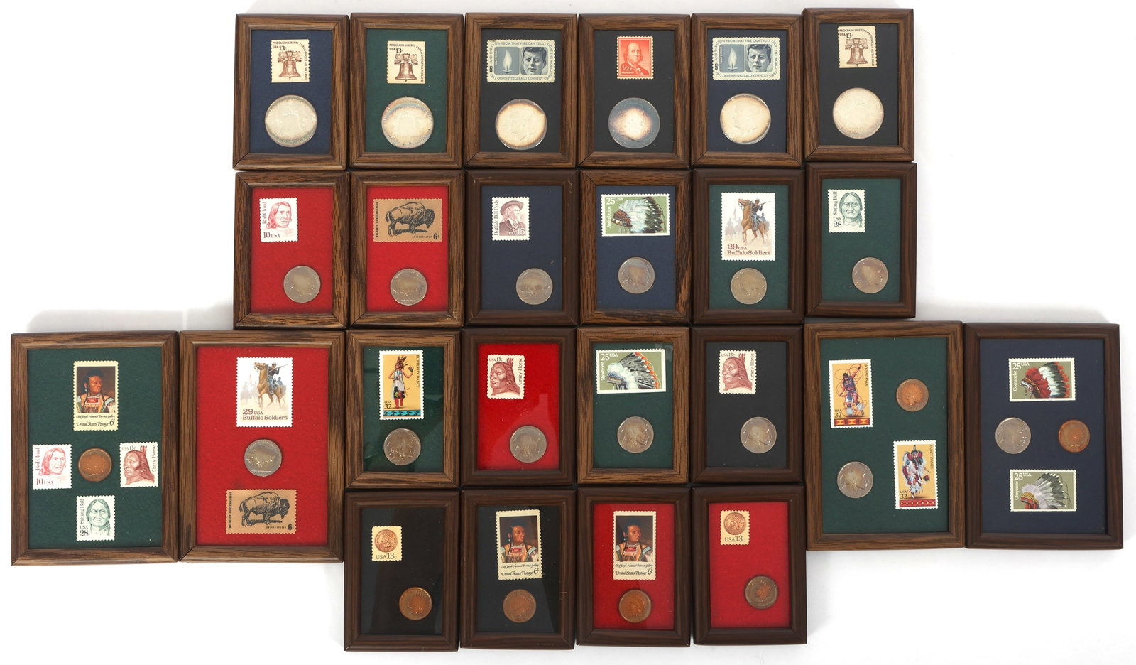 20TH C. US COIN & POSTAGE STAMP FRAMED PAIRINGS (1 of 6)
