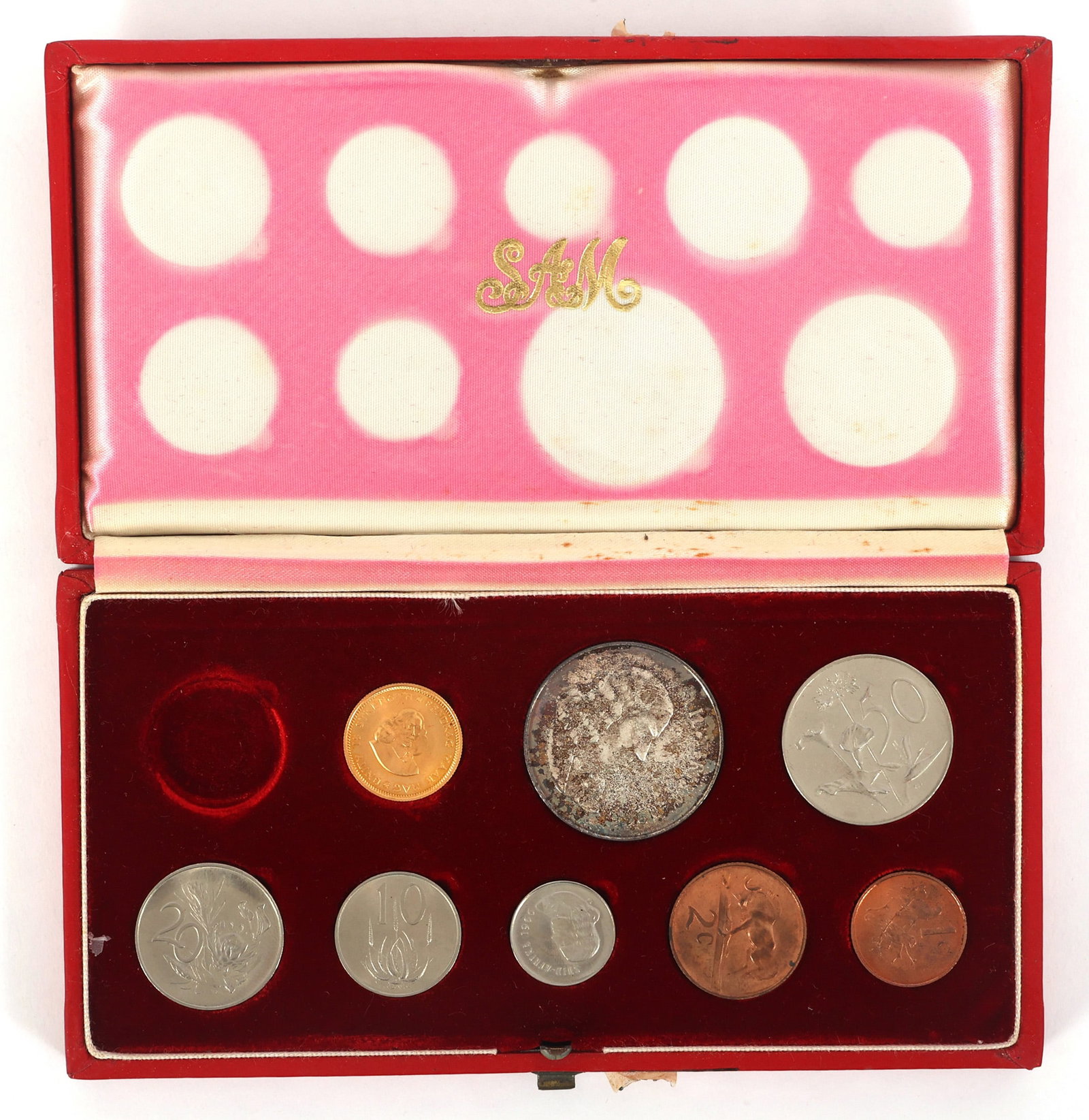 1966 SOUTH AFRICAN 8-COIN MINT SET - GOLD, SILVER, CLAD (1 of 7)