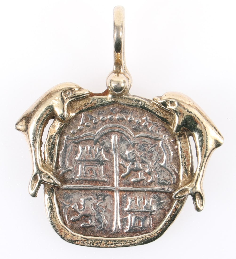 SPANISH SILVER ATOCHA SHIPWRECK COIN PENDANT (1 of 3)