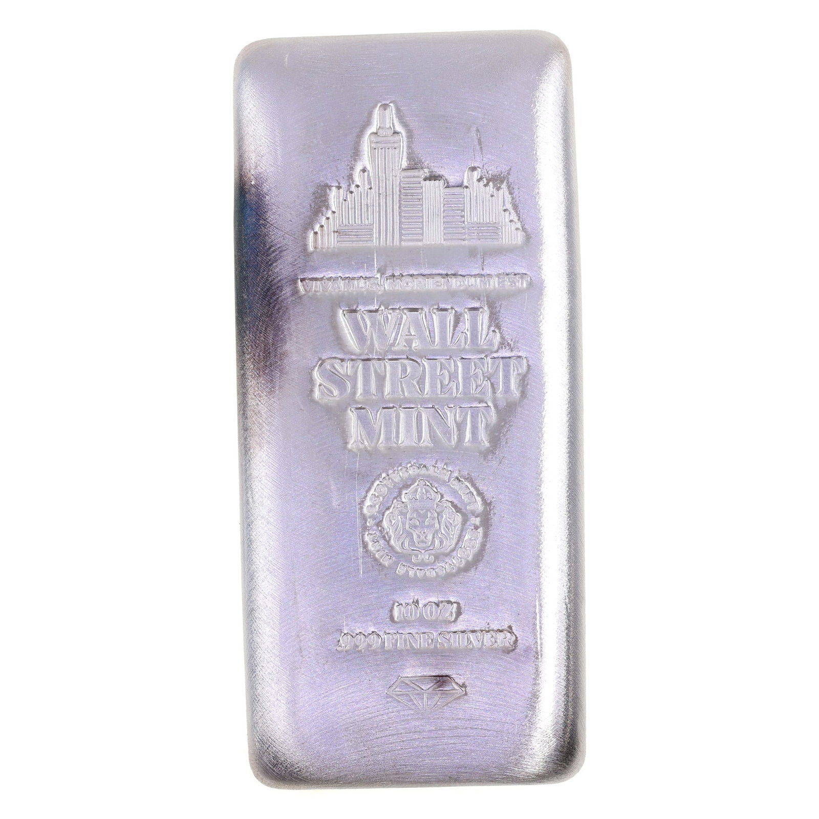 .999 SILVER WALL STREET MINT 10 OZ BAR: .999 SILVER WALL STREET MINT 10 OZ BAR 10 Oz Wall Street Mint Silver Bar IMPORTANT NOTE - PLEASE READ: OUR IN-HOUSE SHIPPING & INVOICING Shipping: LiveAuctioneers "LiveShipping" Is Unreasonable & Cost