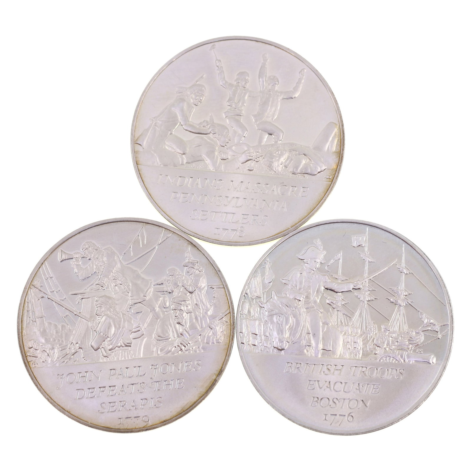 FRANKLIN MINT AMERICAN REVOLUTION .925 SILVER MEDALS (1 of 7)